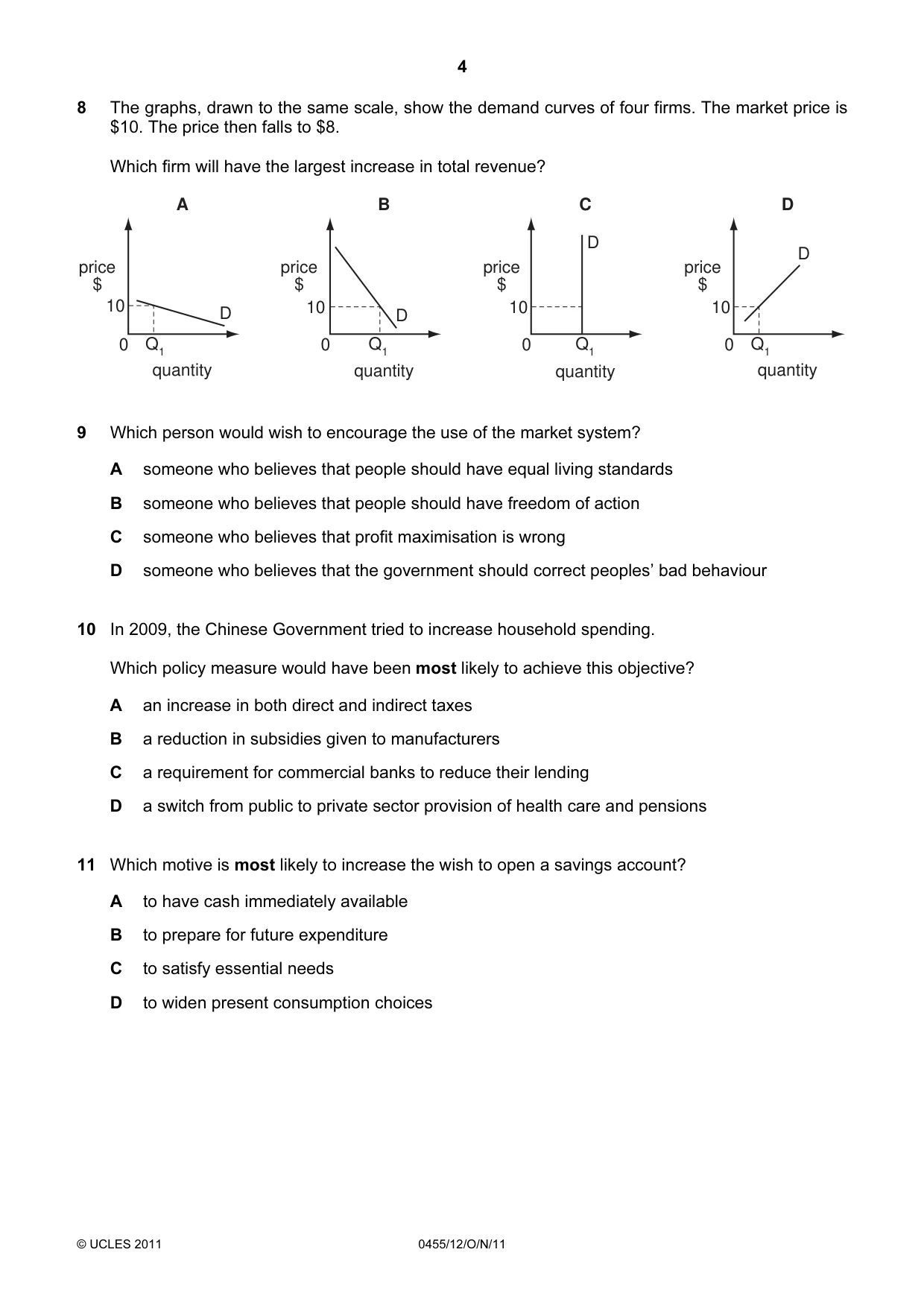 Cambridge IGCSE Economics 0455 2011 Oct/Nov Paper 1 · Variant 2 question paper, page 4 of 12