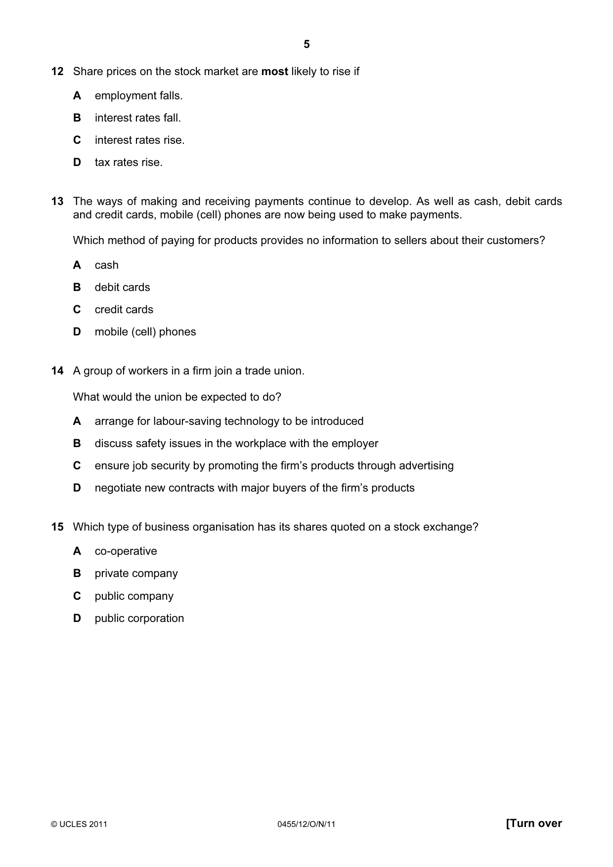 Cambridge IGCSE Economics 0455 2011 Oct/Nov Paper 1 · Variant 2 question paper, page 5 of 12
