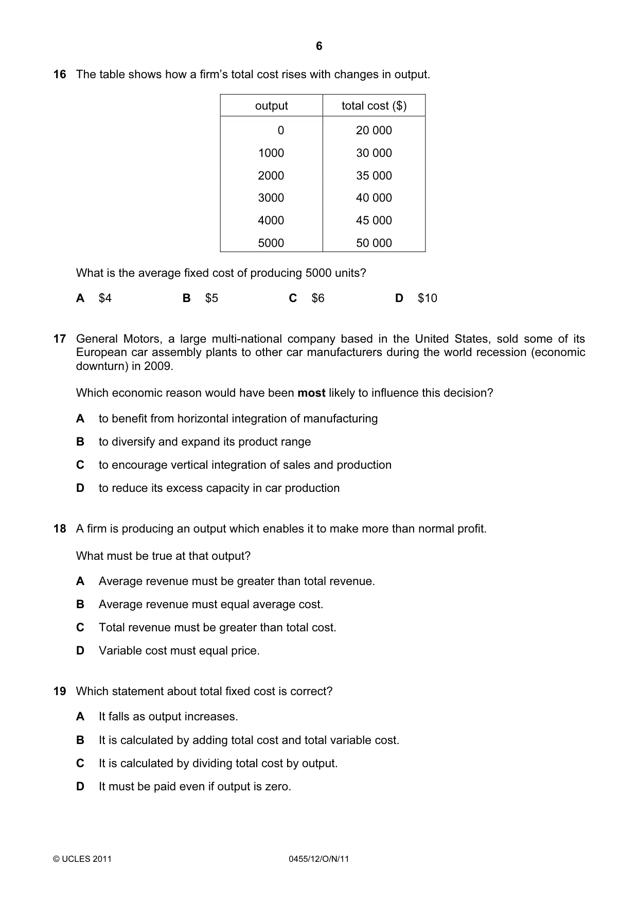 Cambridge IGCSE Economics 0455 2011 Oct/Nov Paper 1 · Variant 2 question paper, page 6 of 12
