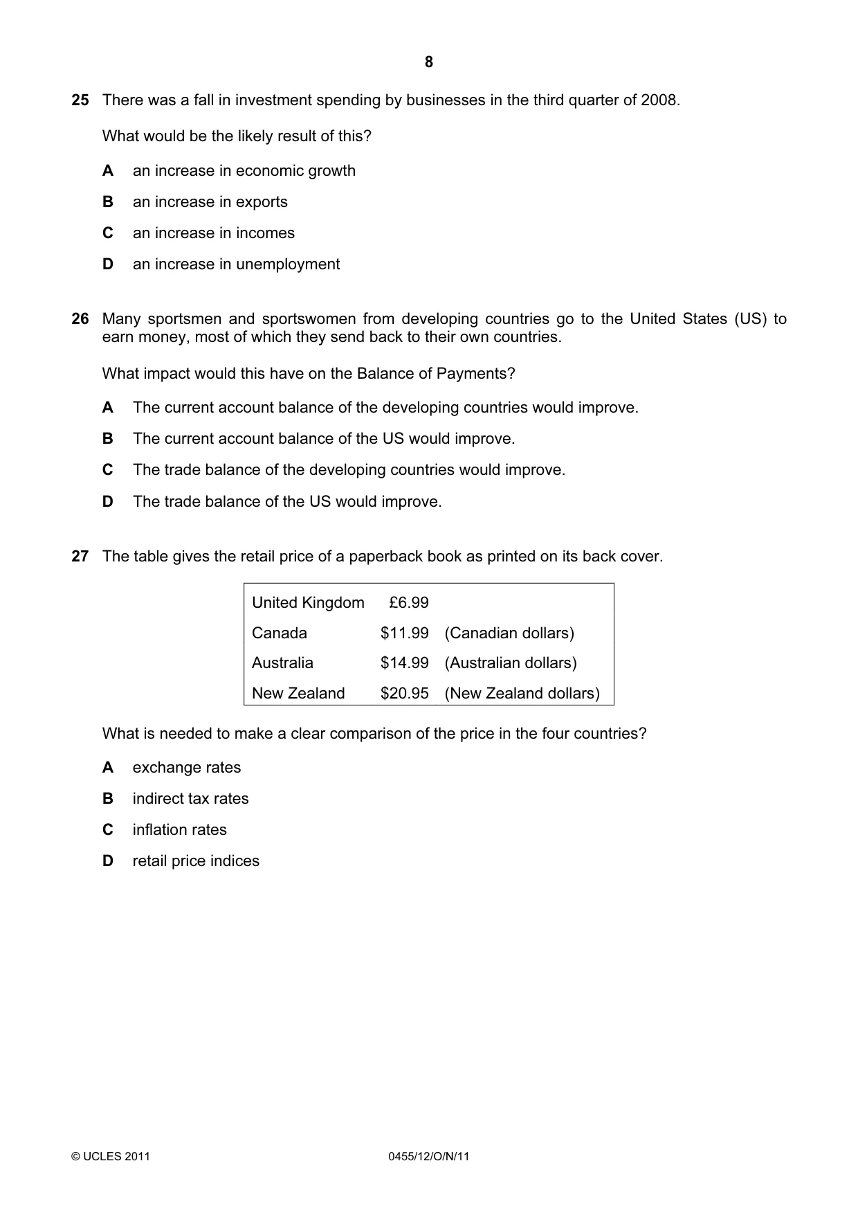 Cambridge IGCSE Economics 0455 2011 Oct/Nov Paper 1 · Variant 2 question paper, page 8 of 12