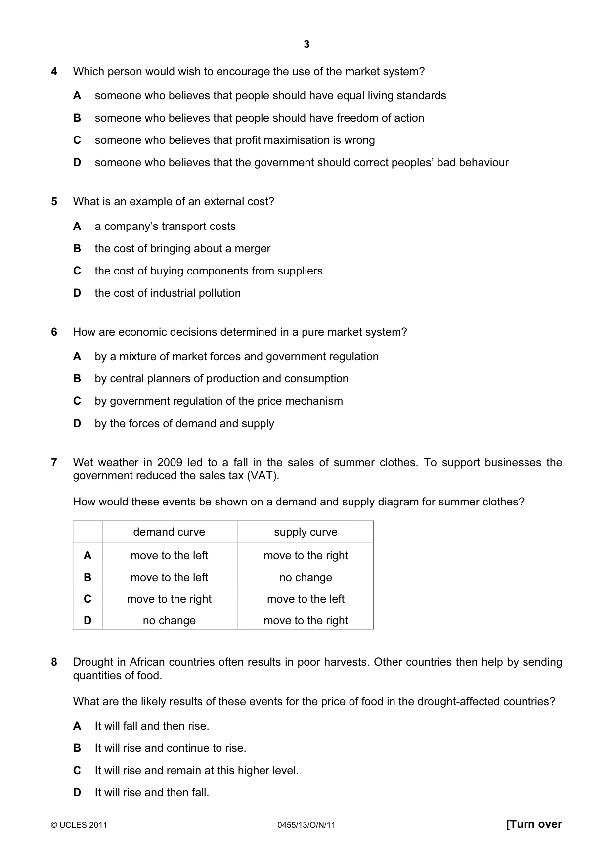 Cambridge IGCSE Economics 0455 2011 Oct/Nov Paper 1 · Variant 3 question paper, page 3 of 12