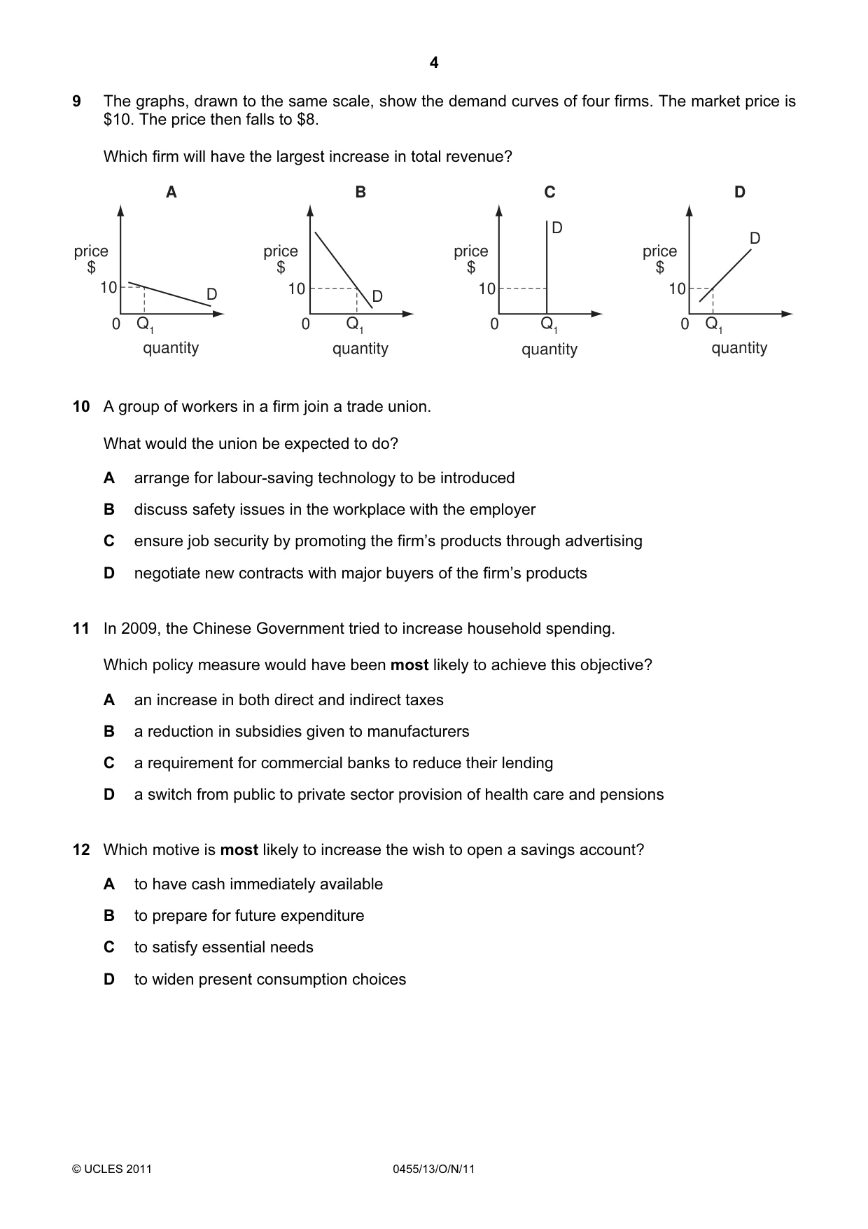 Cambridge IGCSE Economics 0455 2011 Oct/Nov Paper 1 · Variant 3 question paper, page 4 of 12