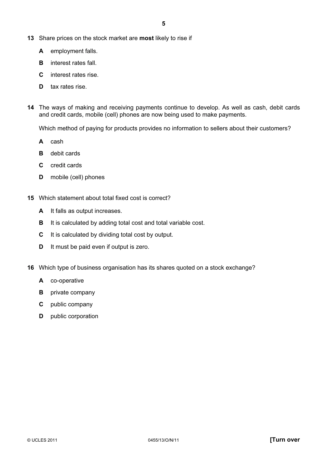 Cambridge IGCSE Economics 0455 2011 Oct/Nov Paper 1 · Variant 3 question paper, page 5 of 12