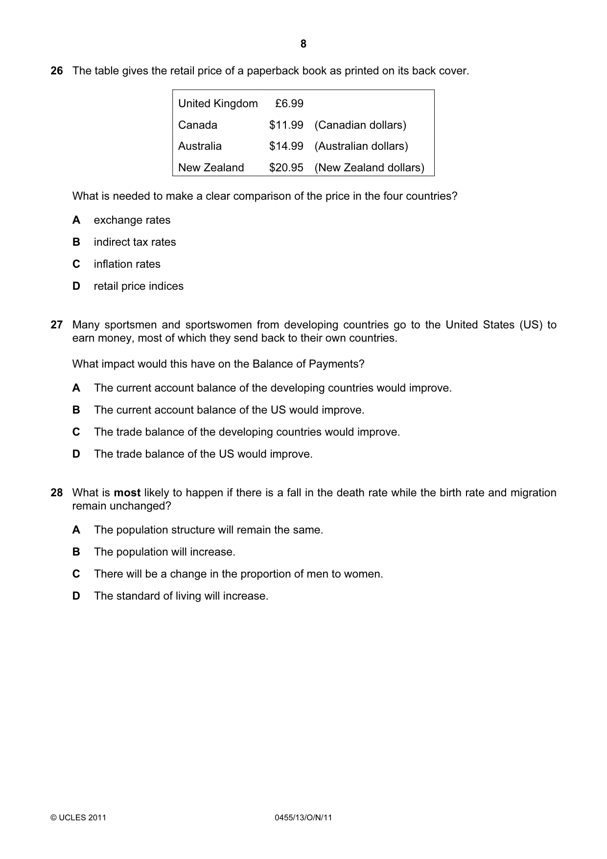 Cambridge IGCSE Economics 0455 2011 Oct/Nov Paper 1 · Variant 3 question paper, page 8 of 12