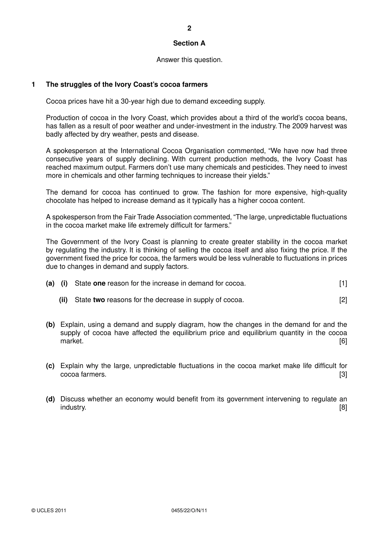 Cambridge IGCSE Economics 0455 2011 Oct/Nov Paper 2 · Variant 2 question paper, page 2 of 4
