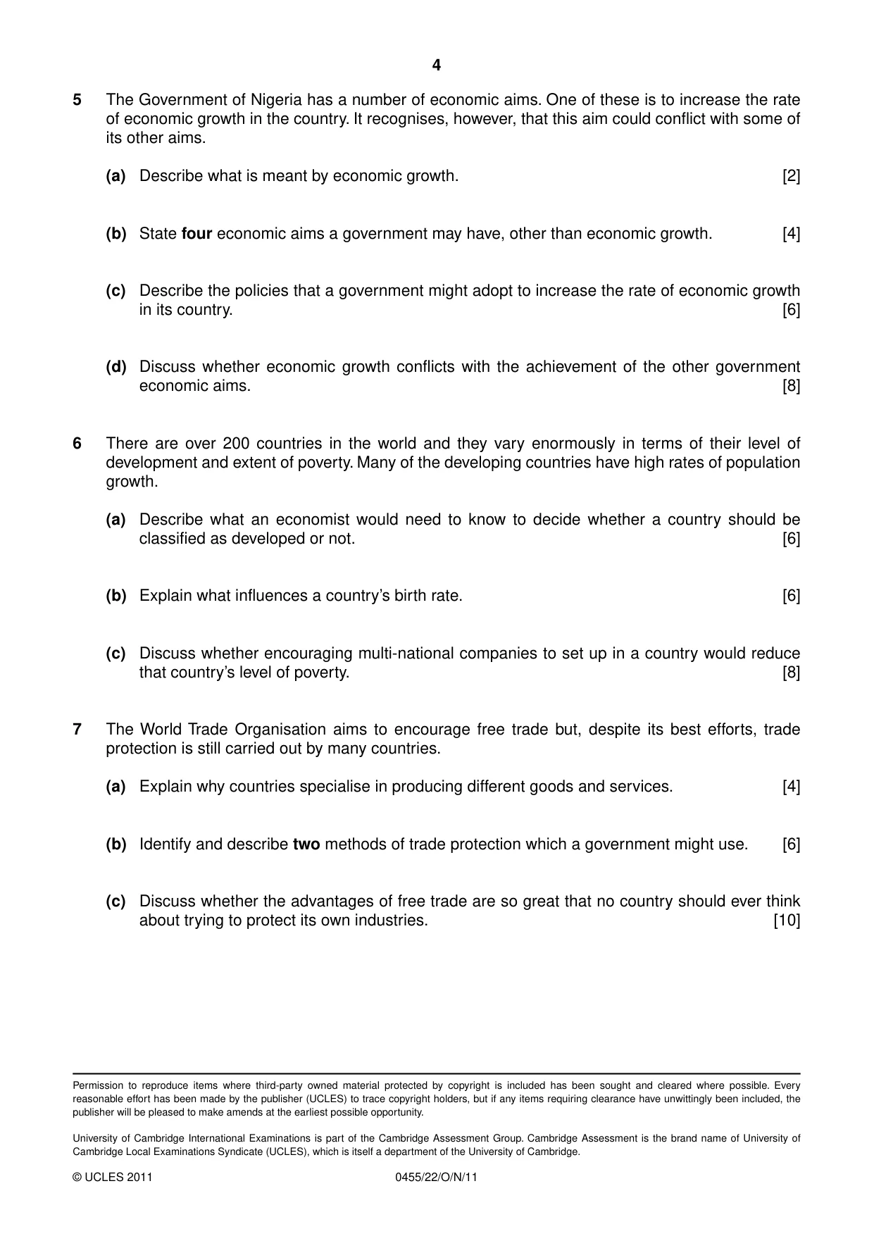 Cambridge IGCSE Economics 0455 2011 Oct/Nov Paper 2 · Variant 2 question paper, page 4 of 4
