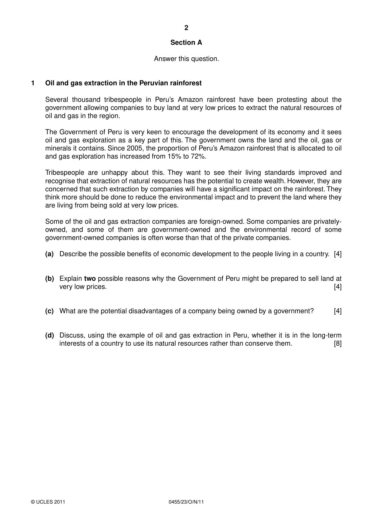 Cambridge IGCSE Economics 0455 2011 Oct/Nov Paper 2 · Variant 3 question paper, page 2 of 4