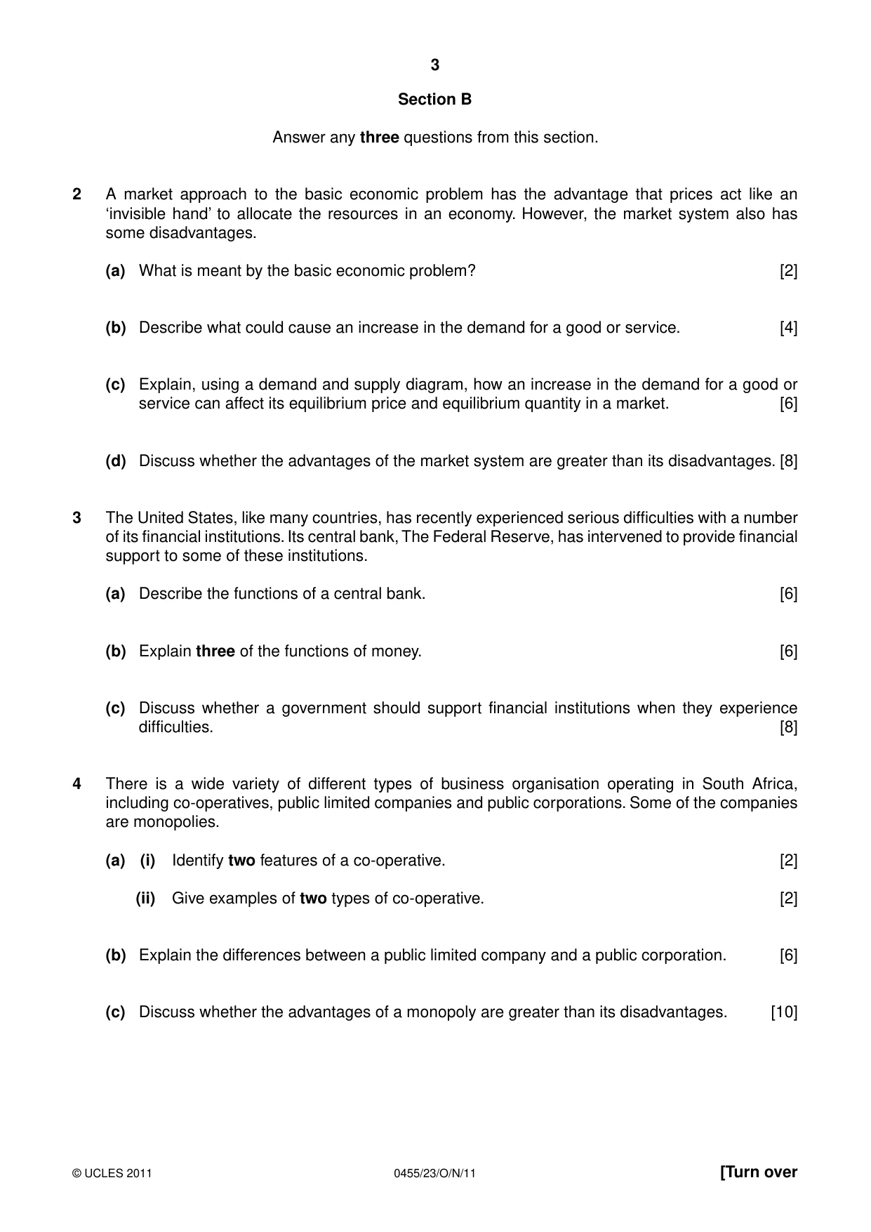 Cambridge IGCSE Economics 0455 2011 Oct/Nov Paper 2 · Variant 3 question paper, page 3 of 4