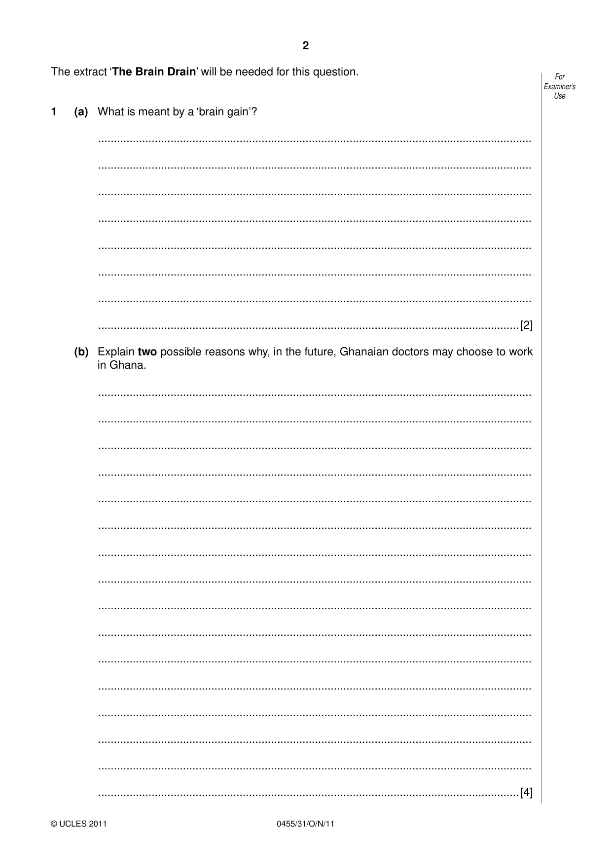 Cambridge IGCSE Economics 0455 2011 Oct/Nov Paper 3 · Variant 1 question paper, page 2 of 8