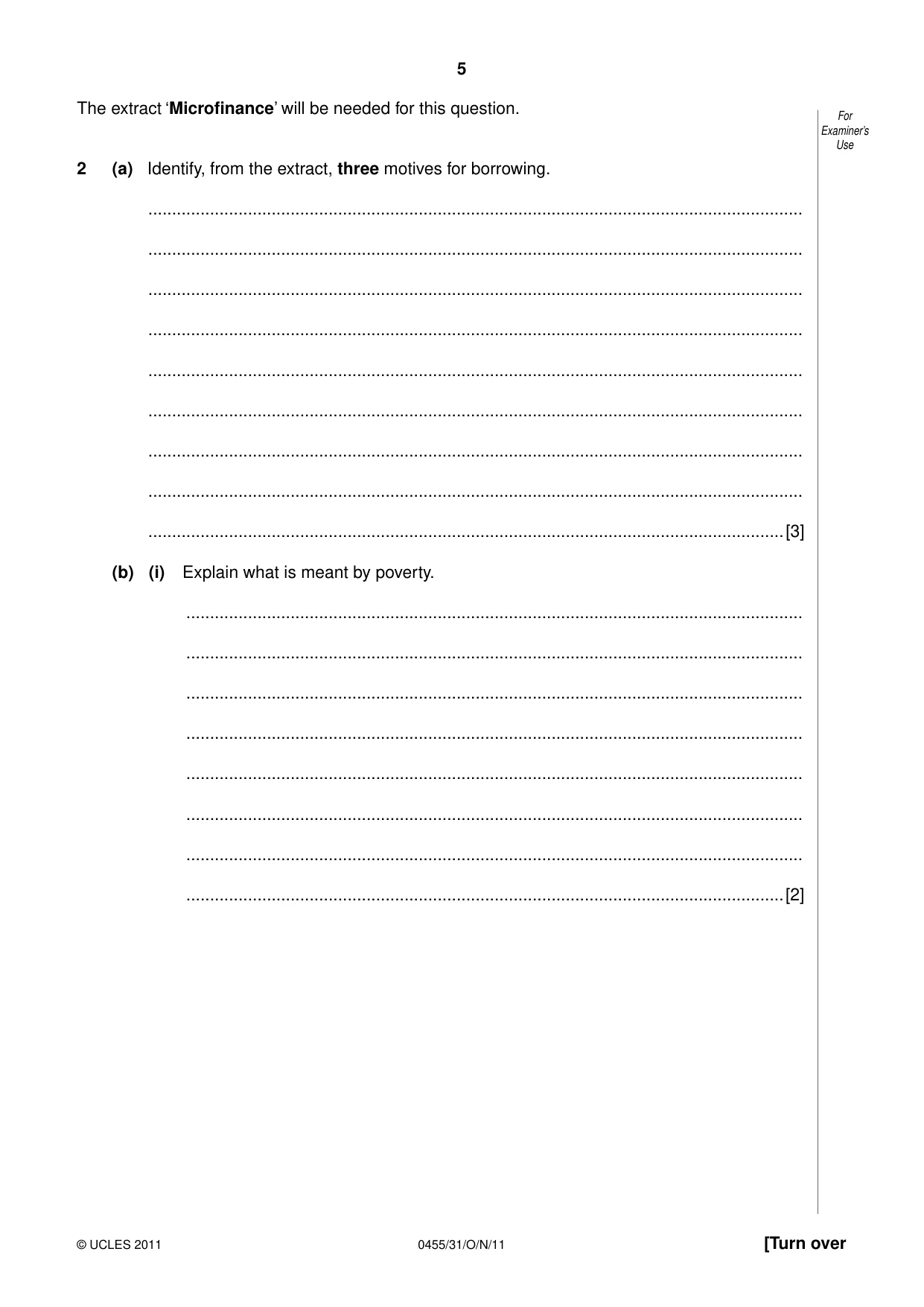 Cambridge IGCSE Economics 0455 2011 Oct/Nov Paper 3 · Variant 1 question paper, page 5 of 8