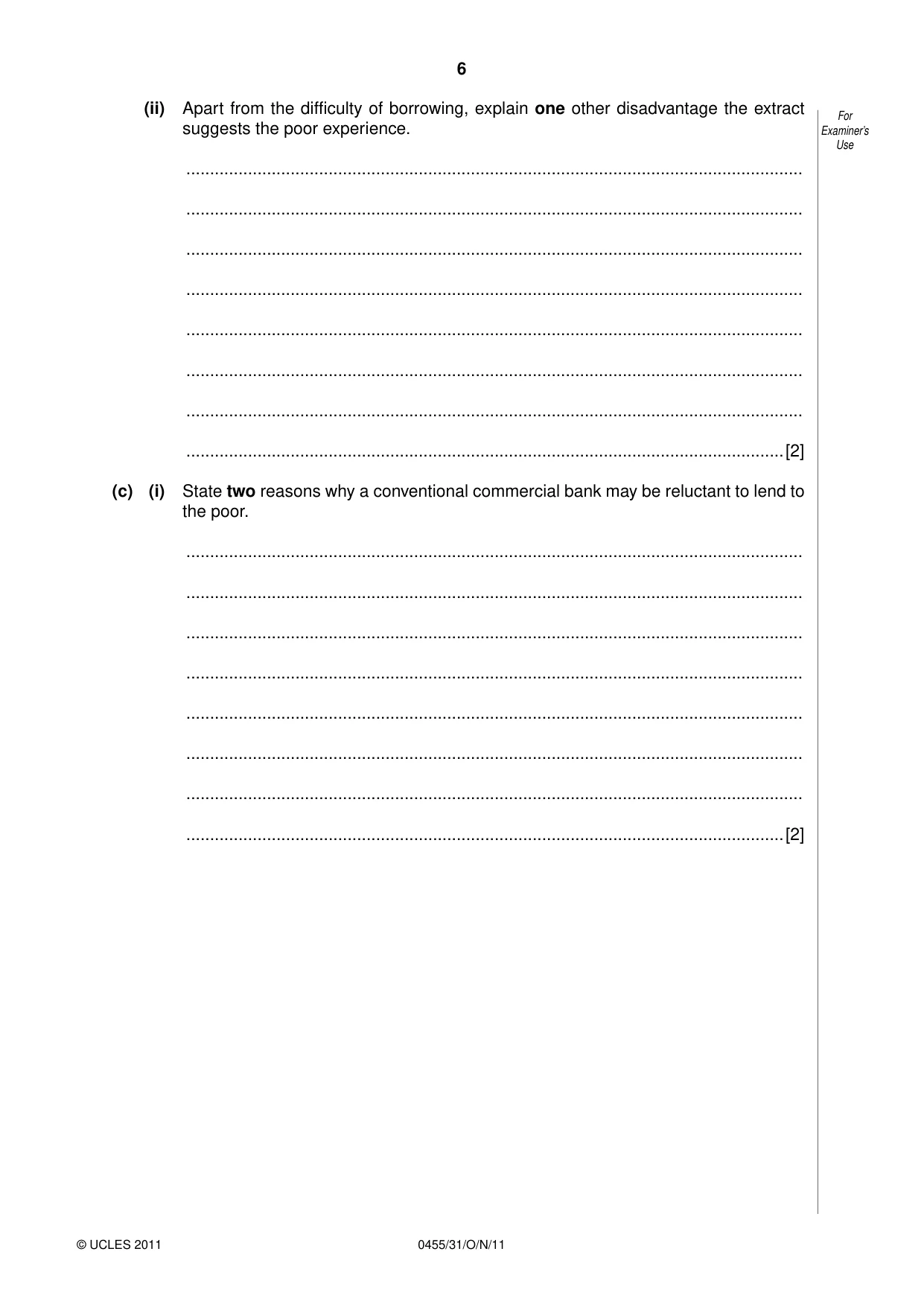 Cambridge IGCSE Economics 0455 2011 Oct/Nov Paper 3 · Variant 1 question paper, page 6 of 8