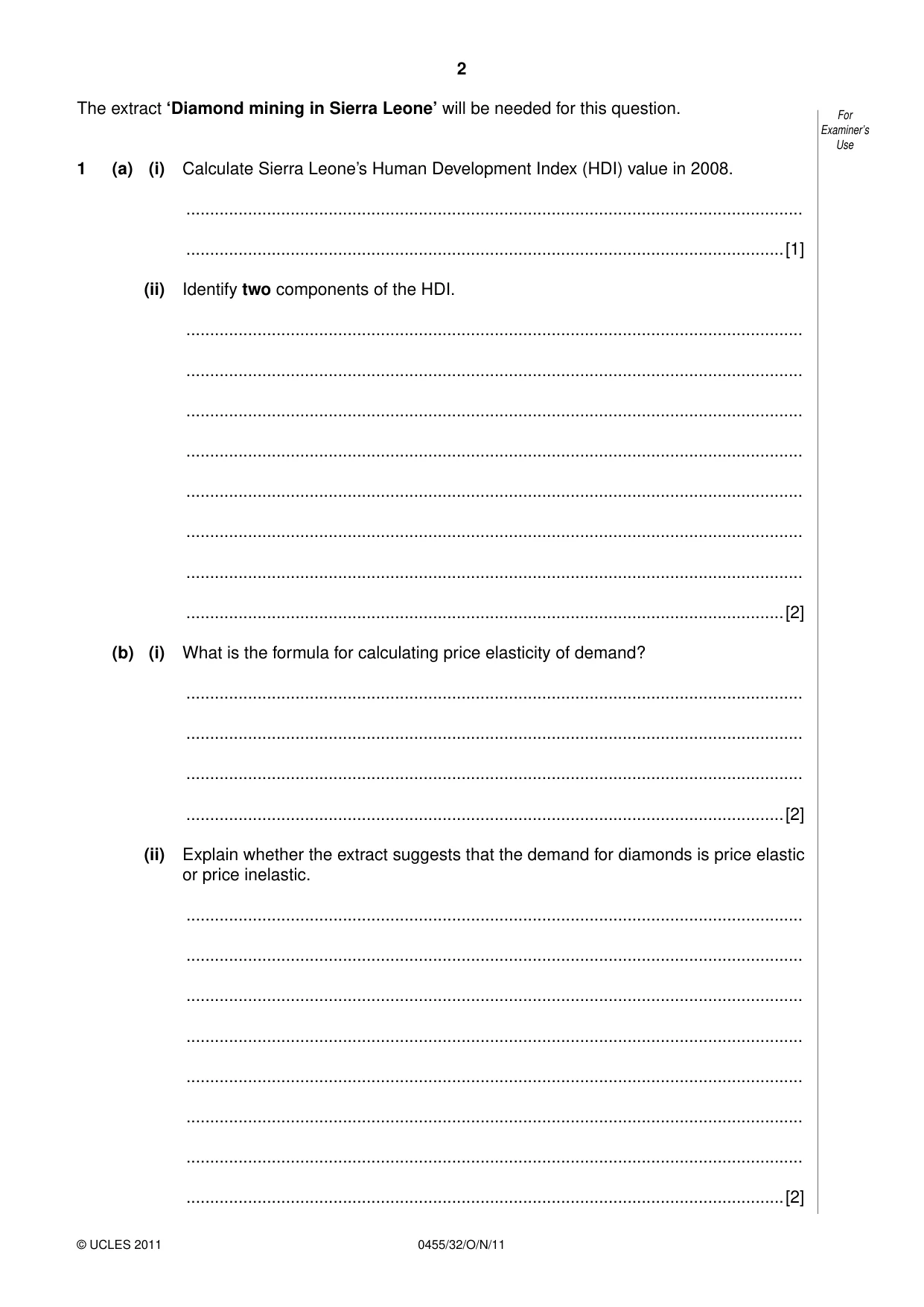 Cambridge IGCSE Economics 0455 2011 Oct/Nov Paper 3 · Variant 2 question paper, page 2 of 8