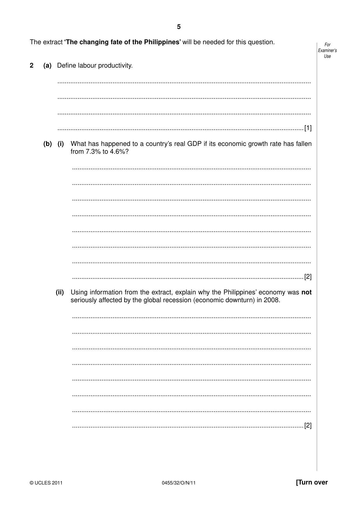 Cambridge IGCSE Economics 0455 2011 Oct/Nov Paper 3 · Variant 2 question paper, page 5 of 8