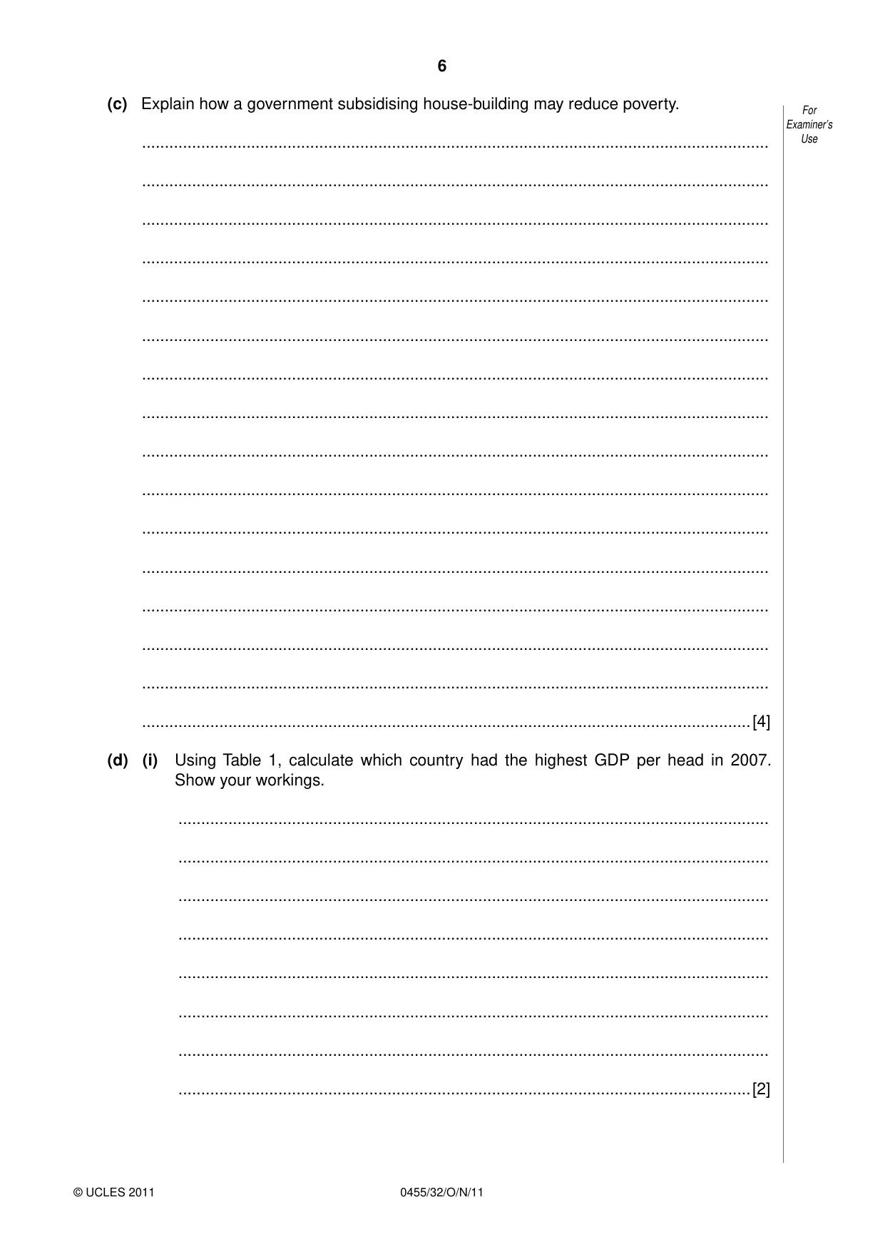Cambridge IGCSE Economics 0455 2011 Oct/Nov Paper 3 · Variant 2 question paper, page 6 of 8