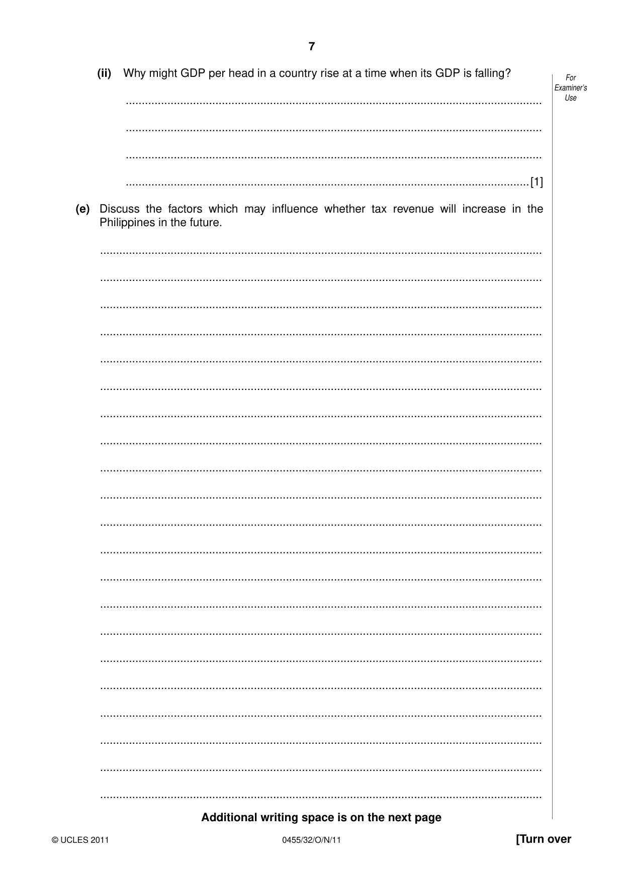 Cambridge IGCSE Economics 0455 2011 Oct/Nov Paper 3 · Variant 2 question paper, page 7 of 8