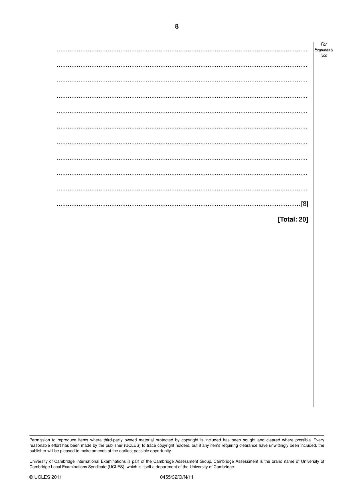 Cambridge IGCSE Economics 0455 2011 Oct/Nov Paper 3 · Variant 2 question paper, page 8 of 8