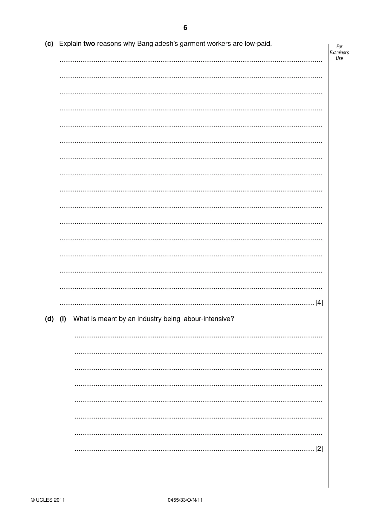 Cambridge IGCSE Economics 0455 2011 Oct/Nov Paper 3 · Variant 3 question paper, page 6 of 8
