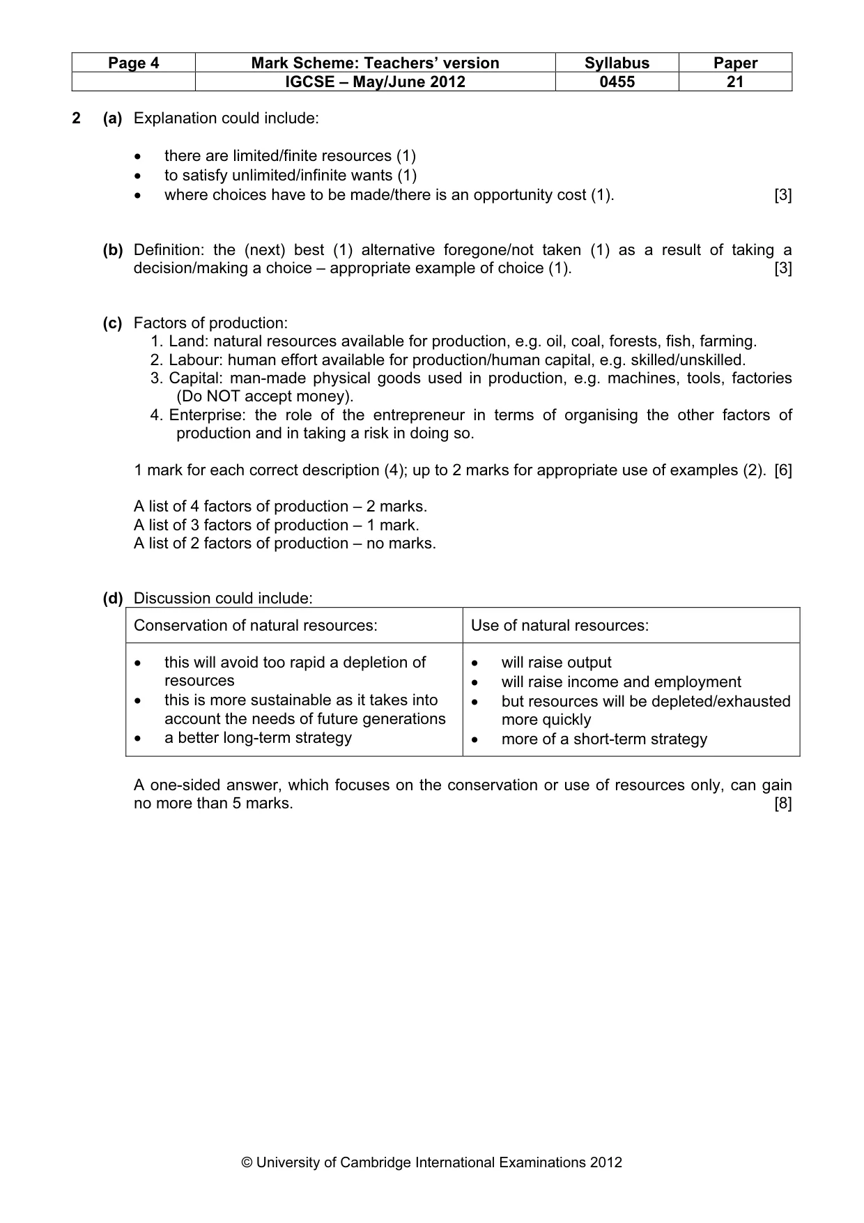 Mark scheme, page 4 of 10