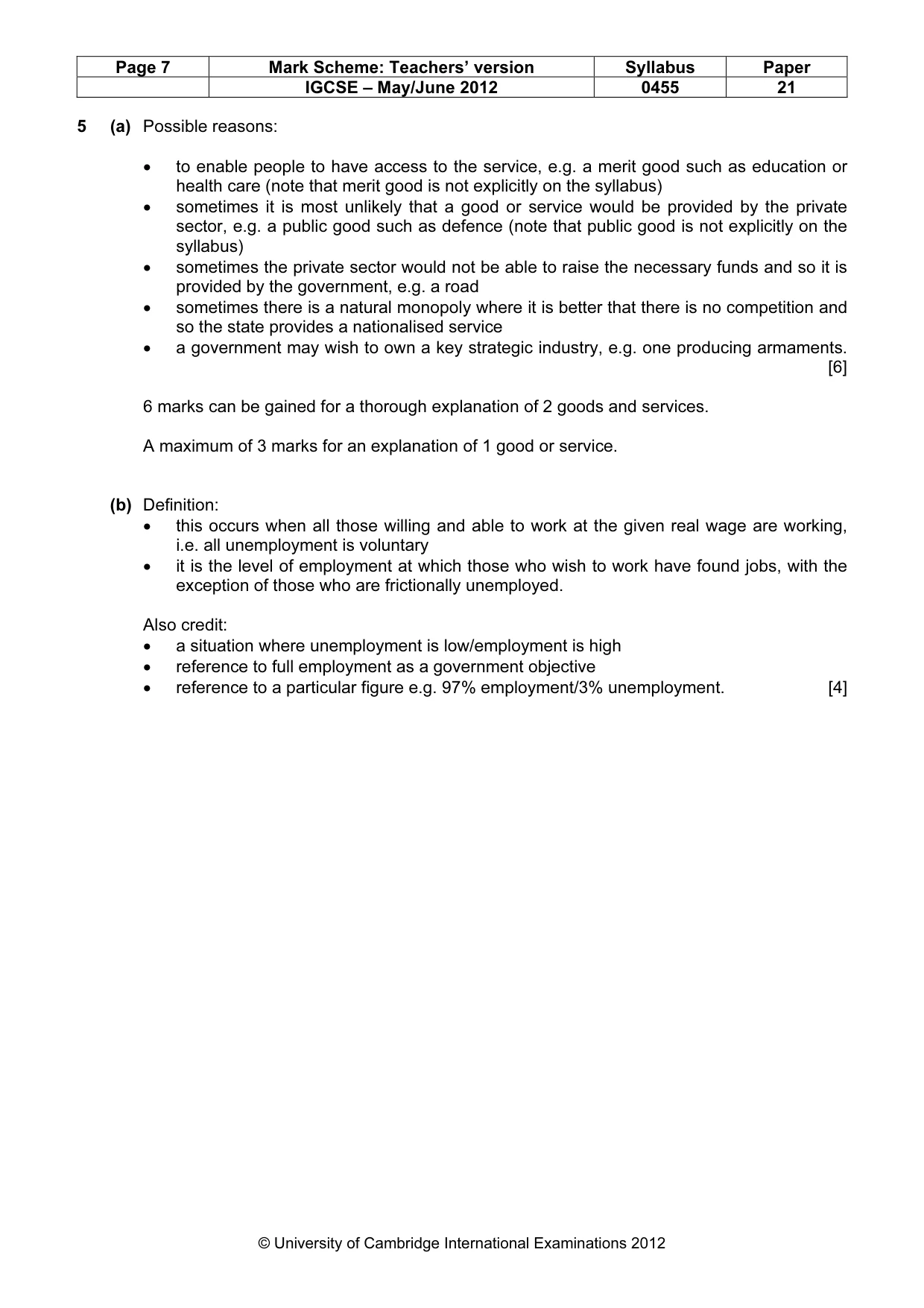 Mark scheme, page 7 of 10