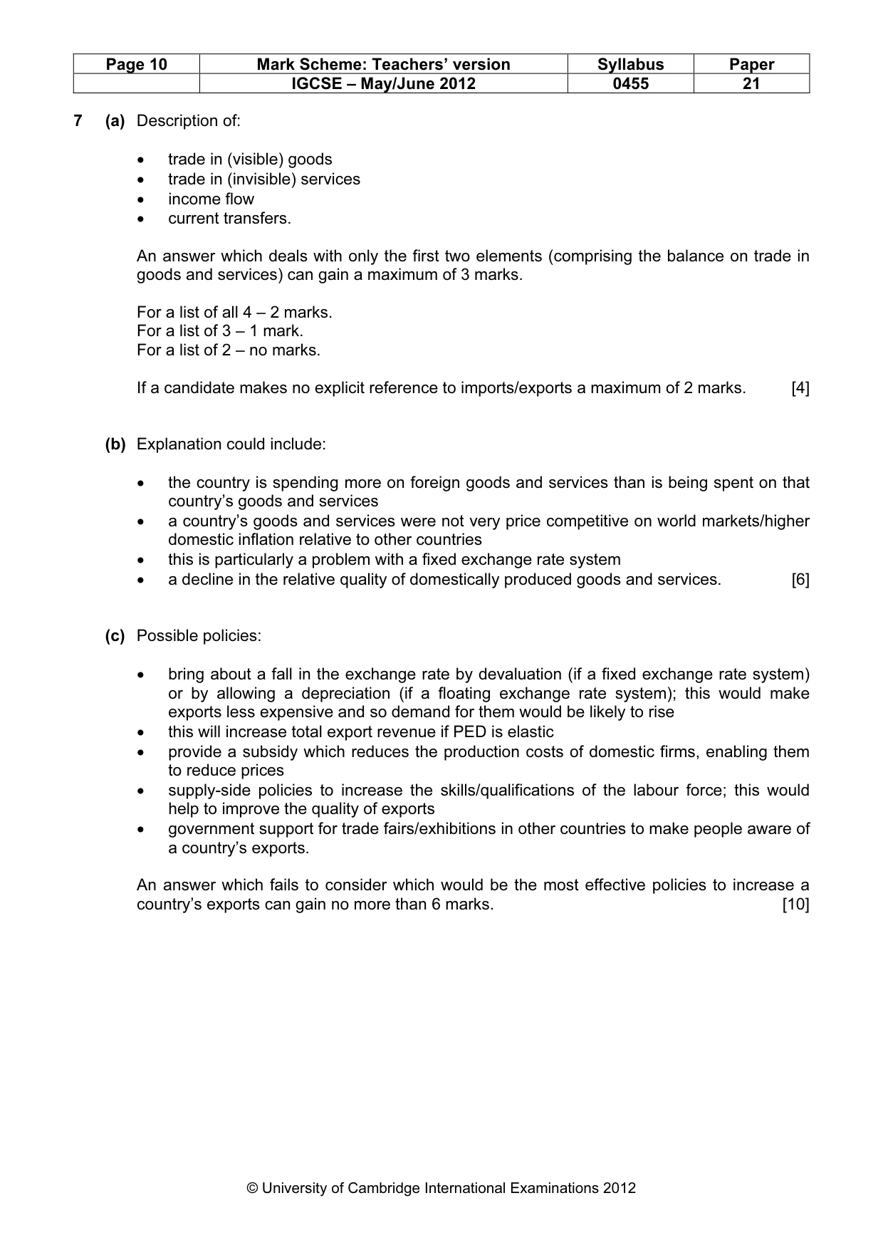 Mark scheme, page 10 of 10