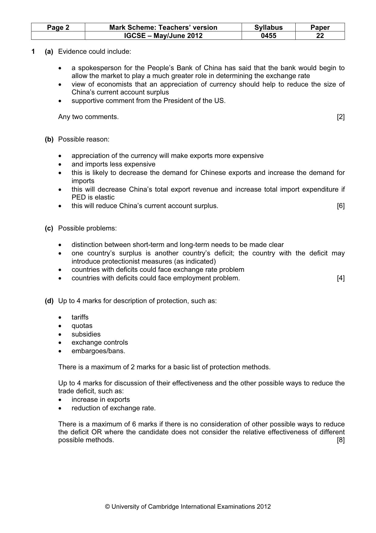 Mark scheme, page 2 of 8