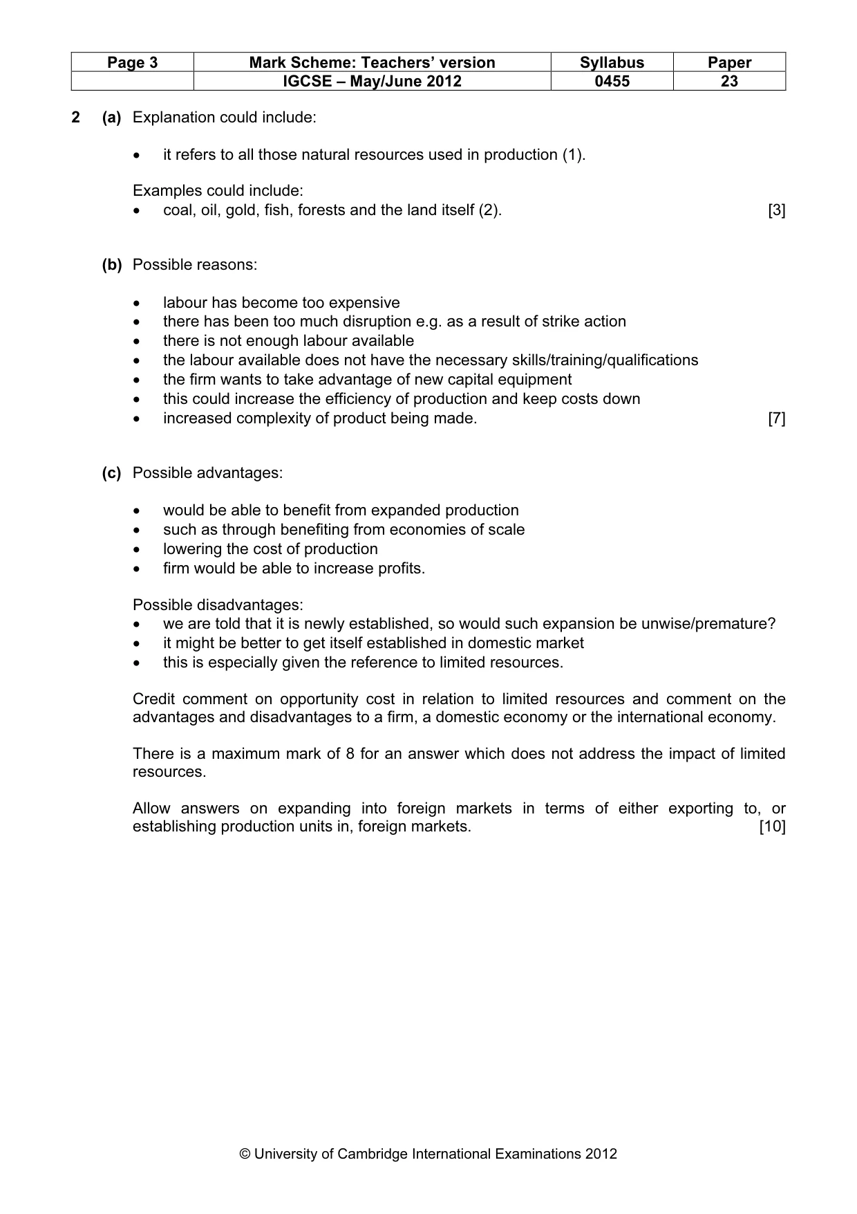 Mark scheme, page 3 of 8