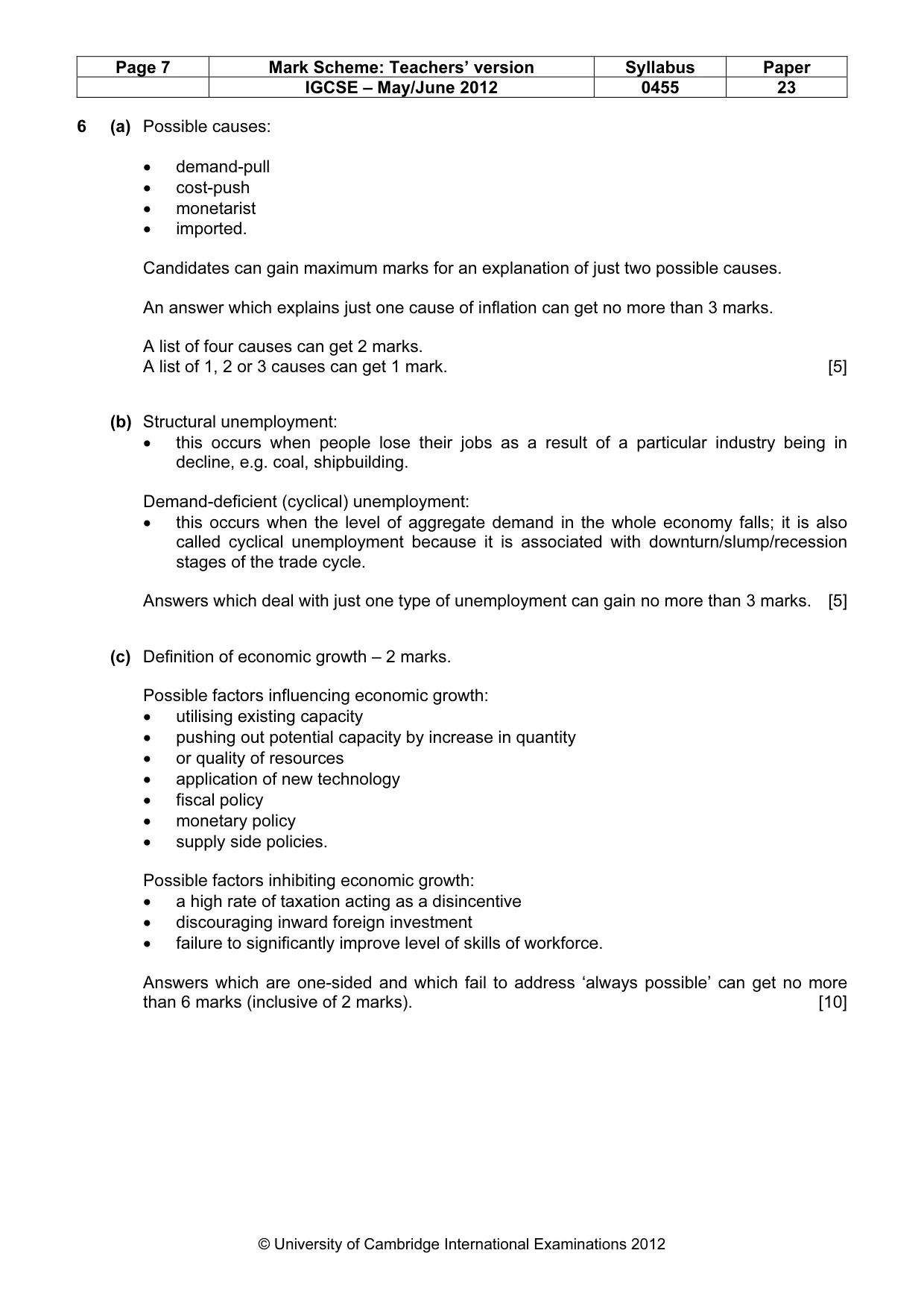 Mark scheme, page 7 of 8