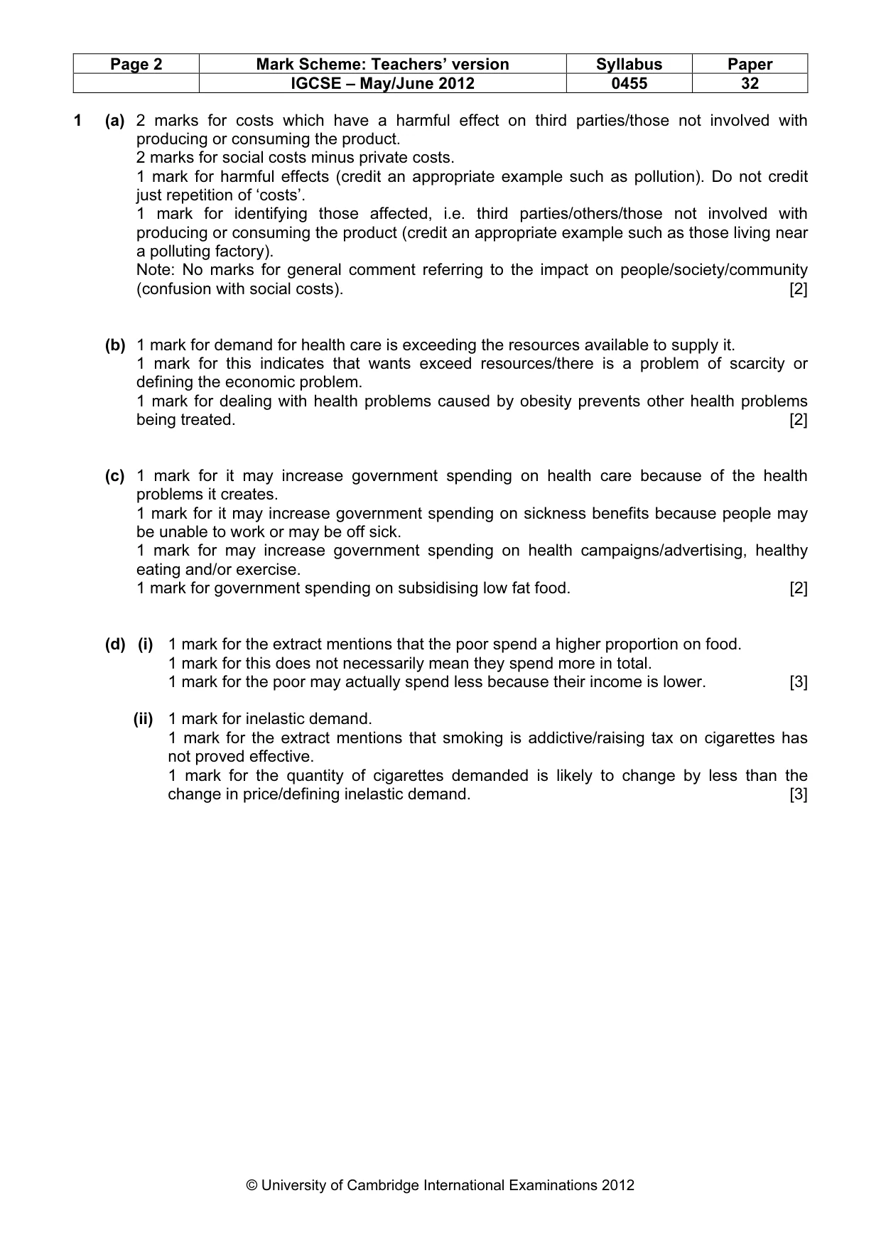 Mark scheme, page 2 of 4