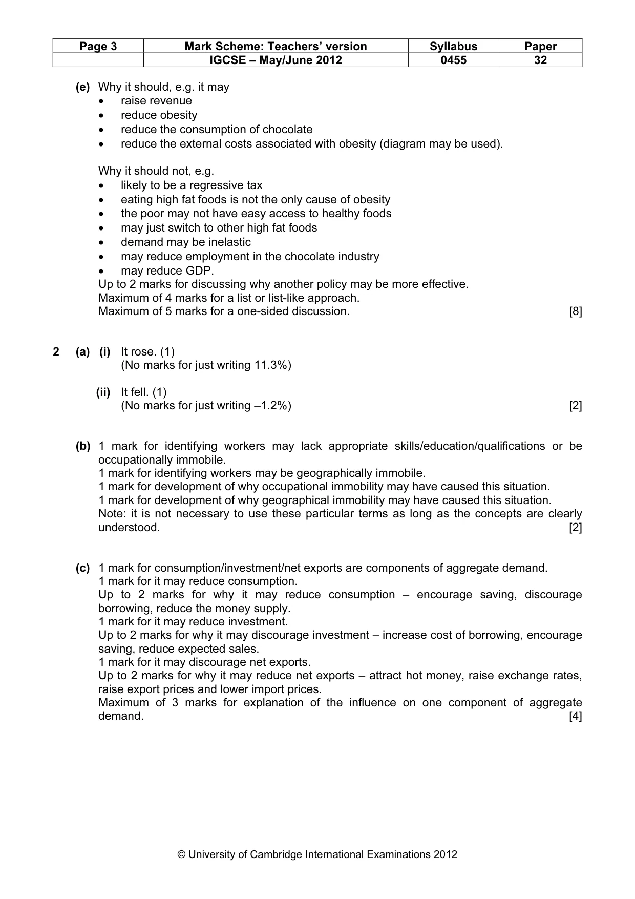 Mark scheme, page 3 of 4
