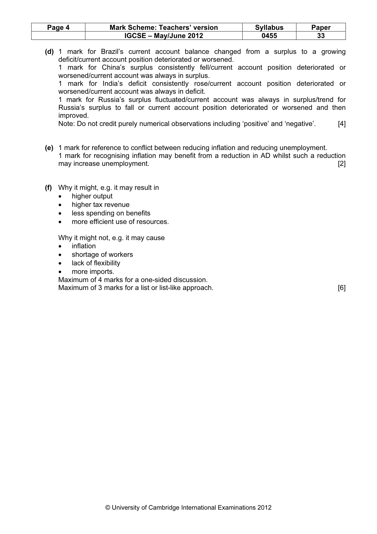 Mark scheme, page 4 of 4