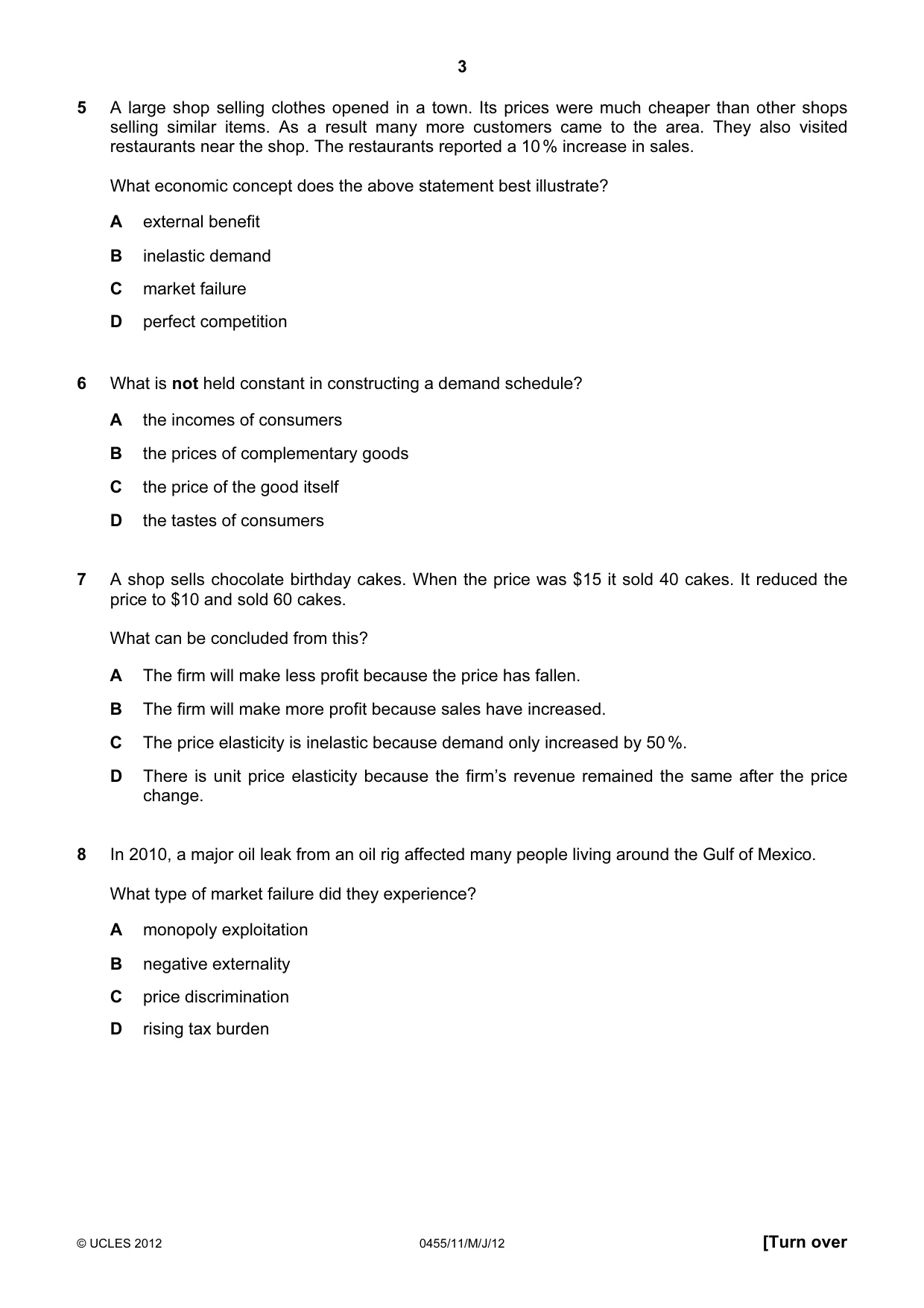 Cambridge IGCSE Economics 0455 2012 May/June Paper 1 · Variant 1 question paper, page 3 of 12