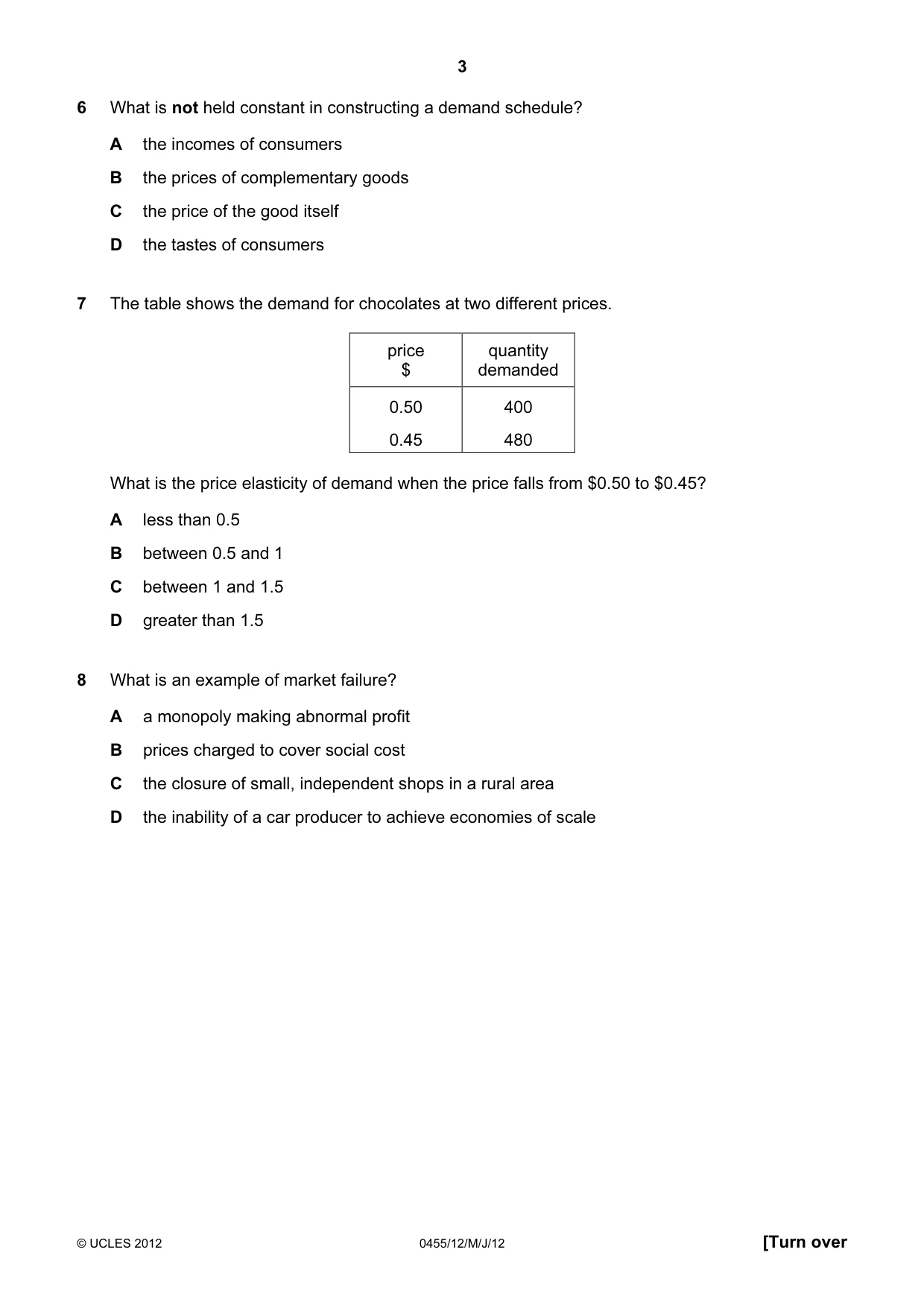 Cambridge IGCSE Economics 0455 2012 May/June Paper 1 · Variant 2 question paper, page 3 of 12