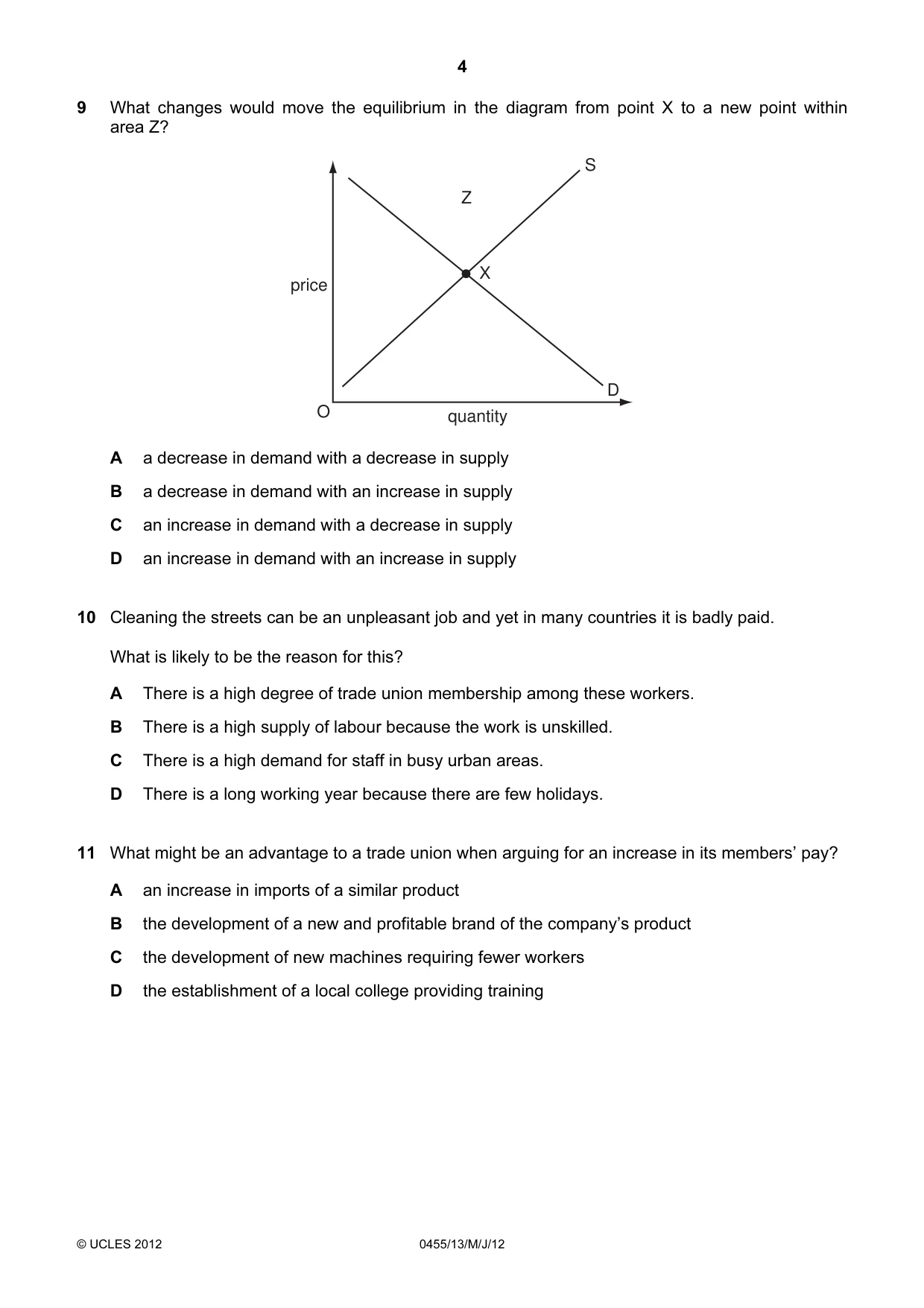 Cambridge IGCSE Economics 0455 2012 May/June Paper 1 · Variant 3 question paper, page 4 of 12