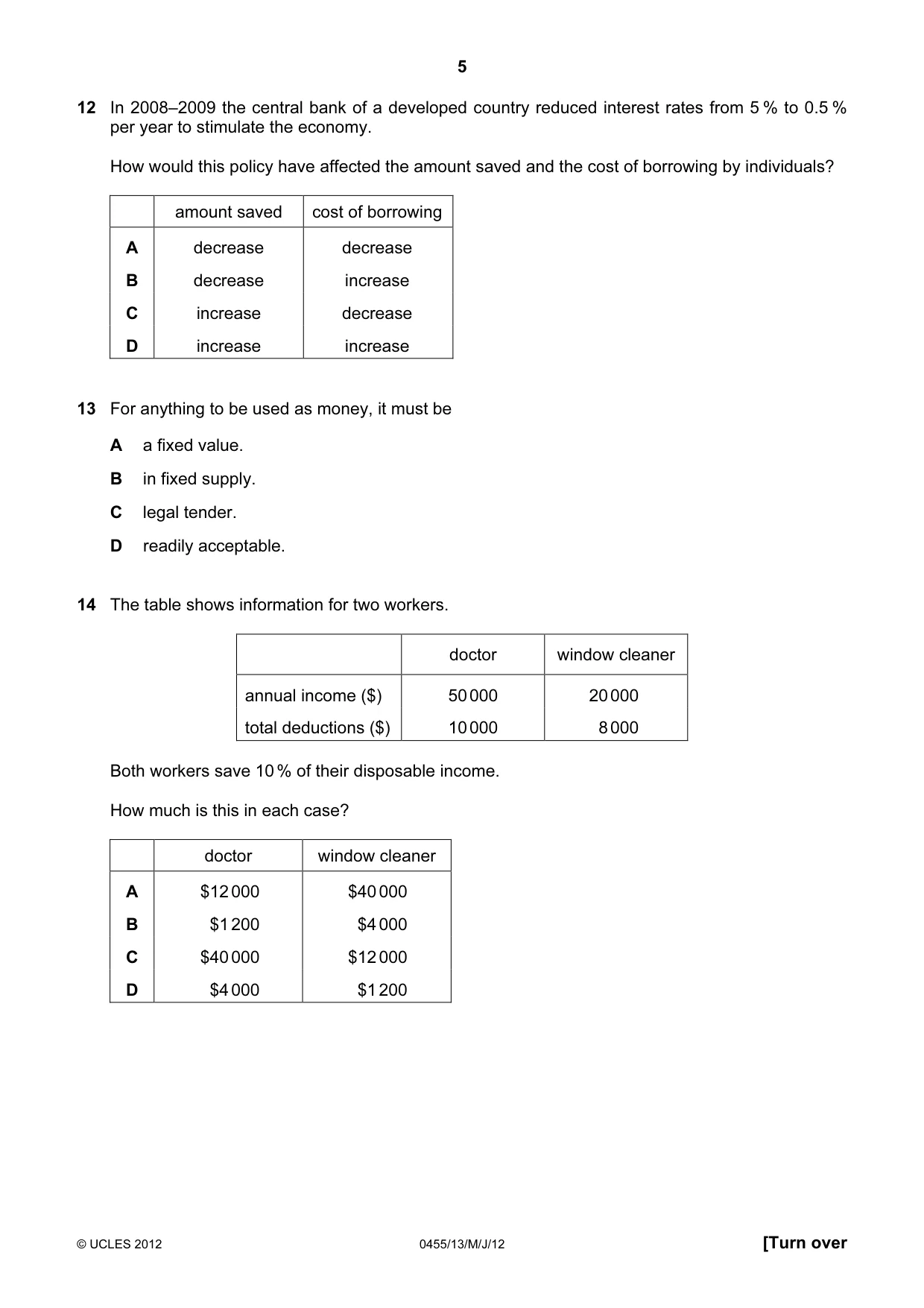Cambridge IGCSE Economics 0455 2012 May/June Paper 1 · Variant 3 question paper, page 5 of 12