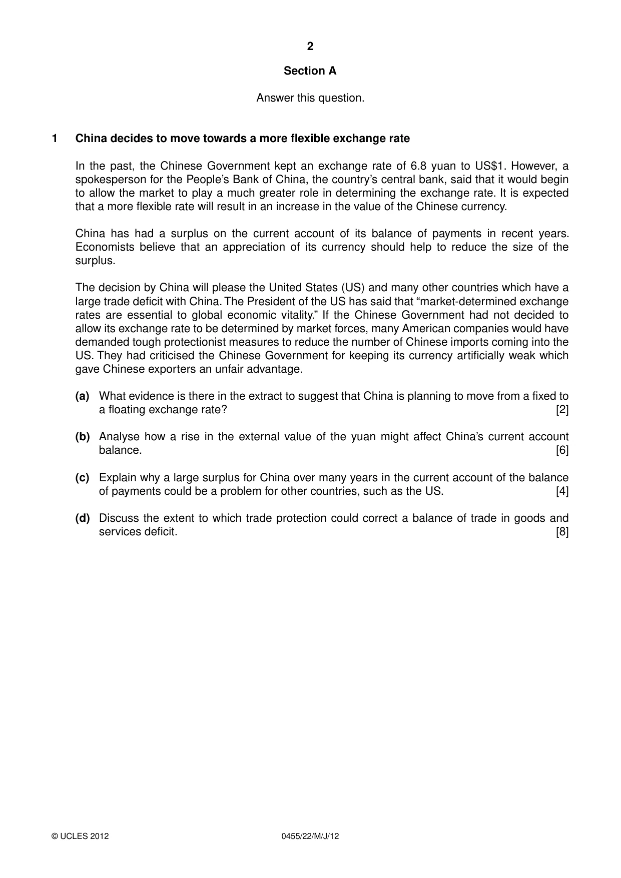 Cambridge IGCSE Economics 0455 2012 May/June Paper 2 · Variant 2 question paper, page 2 of 4