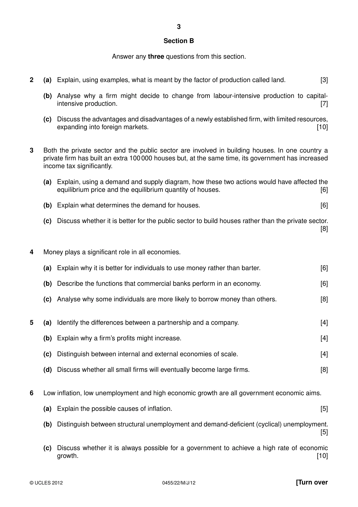 Cambridge IGCSE Economics 0455 2012 May/June Paper 2 · Variant 2 question paper, page 3 of 4
