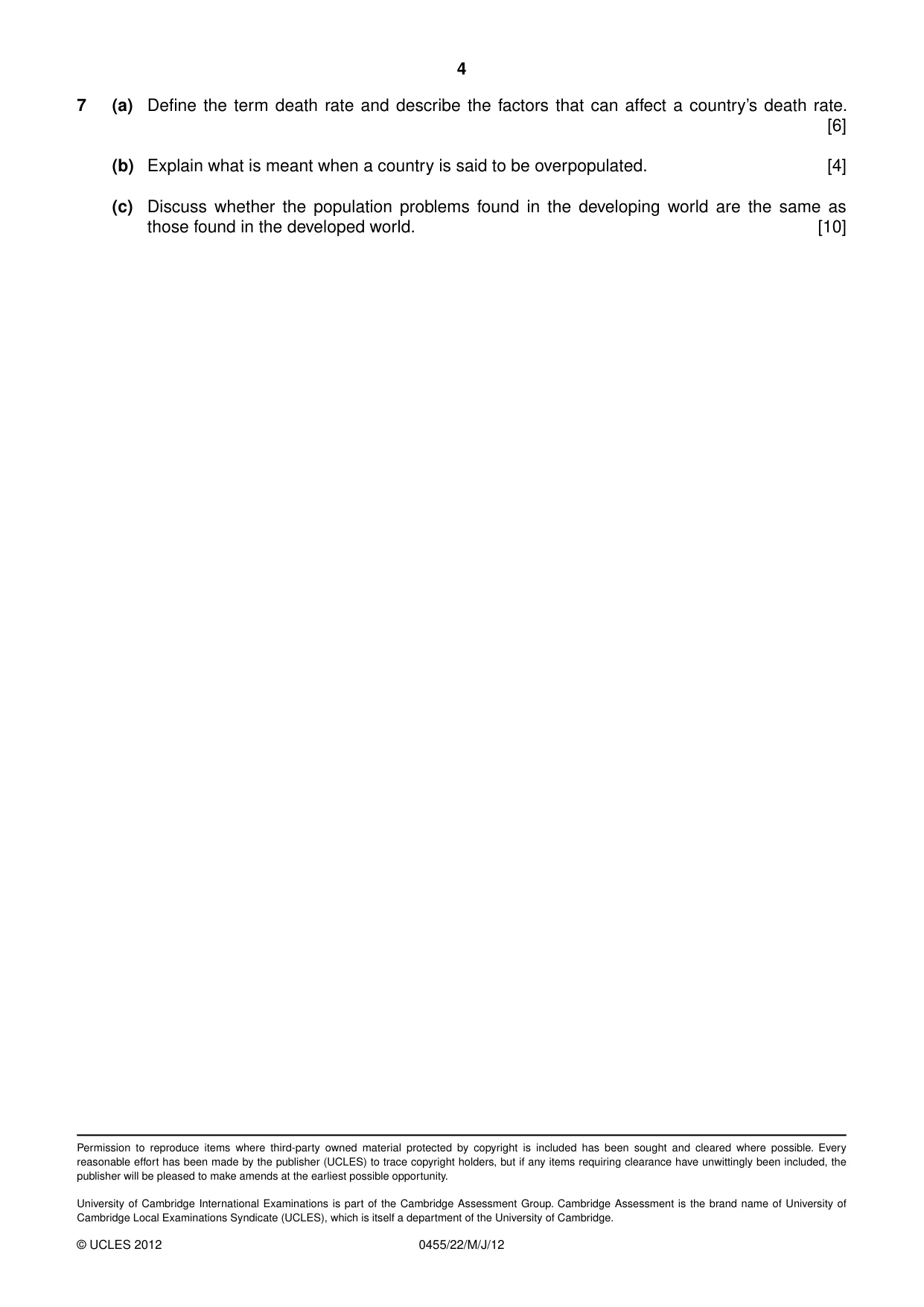 Cambridge IGCSE Economics 0455 2012 May/June Paper 2 · Variant 2 question paper, page 4 of 4