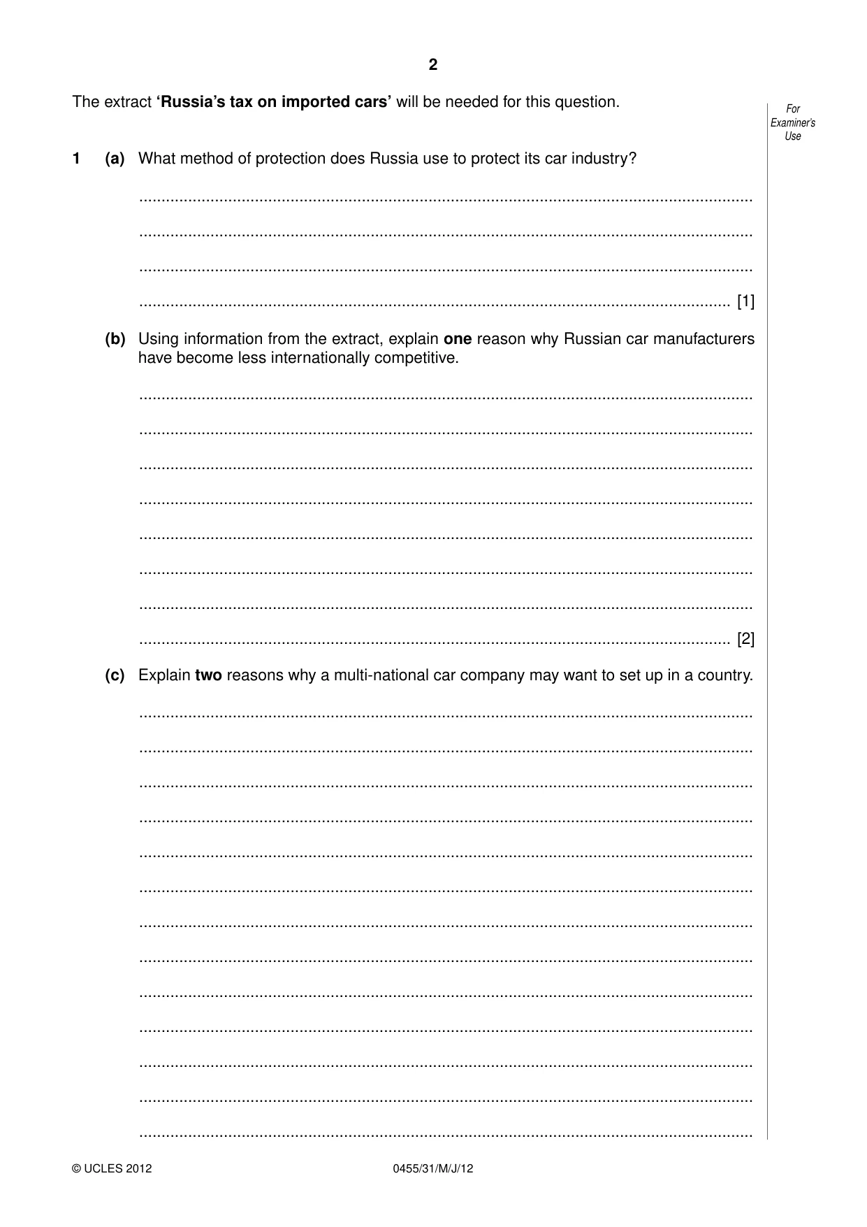 Cambridge IGCSE Economics 0455 2012 May/June Paper 3 · Variant 1 question paper, page 2 of 8