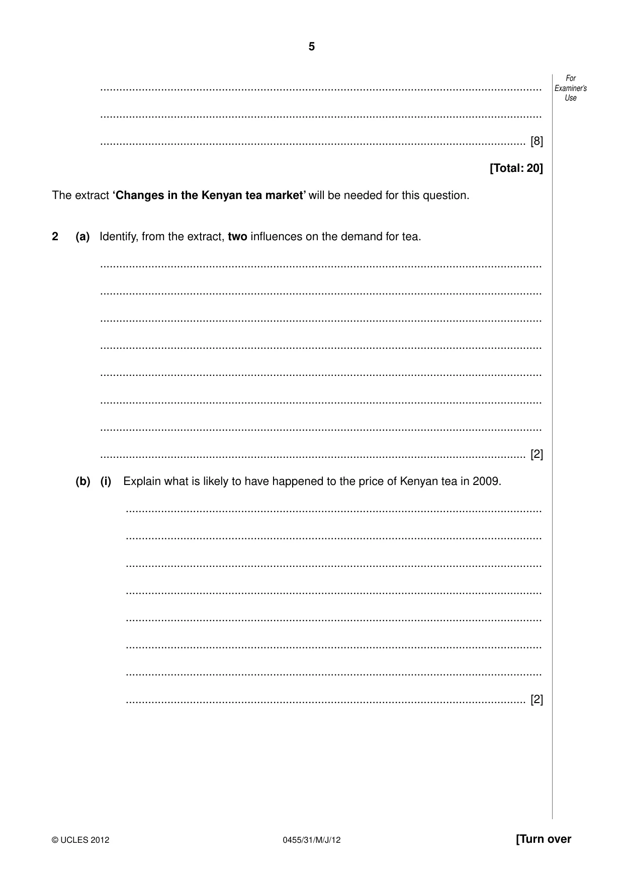 Cambridge IGCSE Economics 0455 2012 May/June Paper 3 · Variant 1 question paper, page 5 of 8
