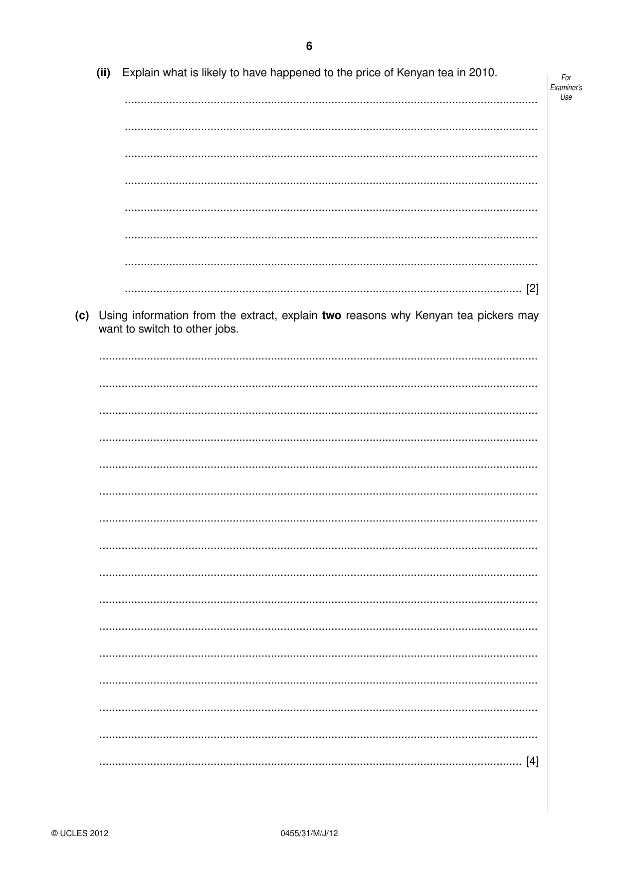 Cambridge IGCSE Economics 0455 2012 May/June Paper 3 · Variant 1 question paper, page 6 of 8