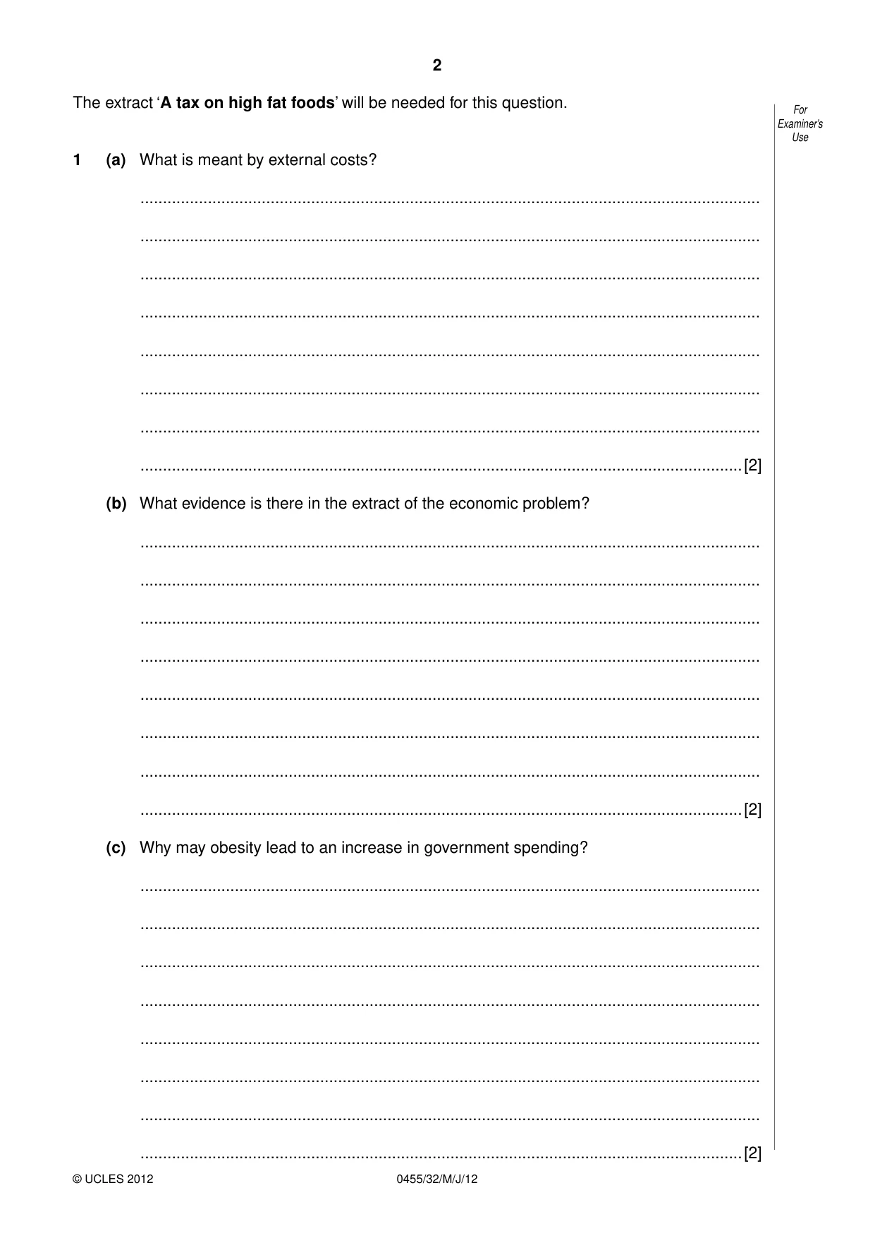 Cambridge IGCSE Economics 0455 2012 May/June Paper 3 · Variant 2 question paper, page 2 of 8