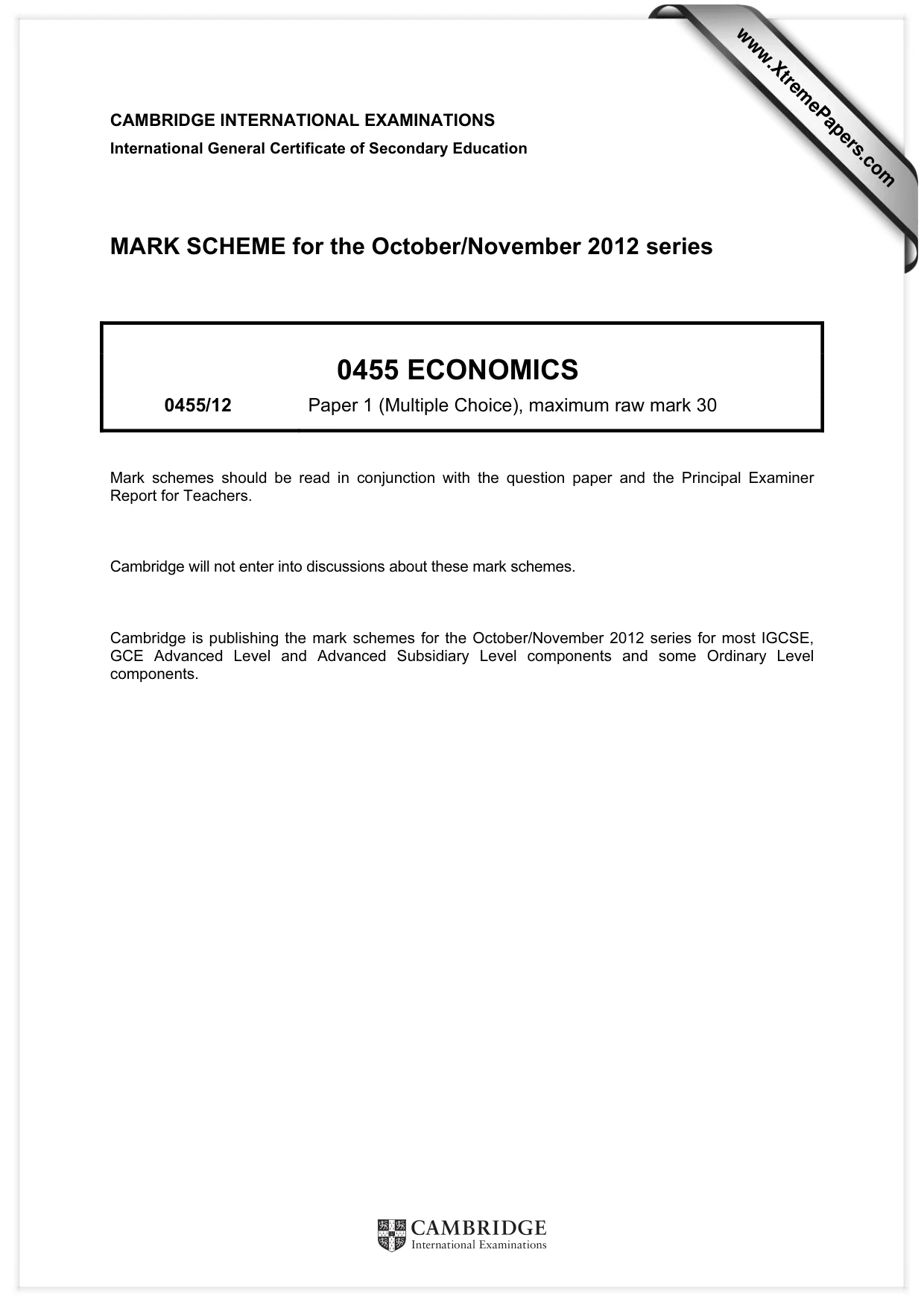 Mark scheme, page 1 of 2