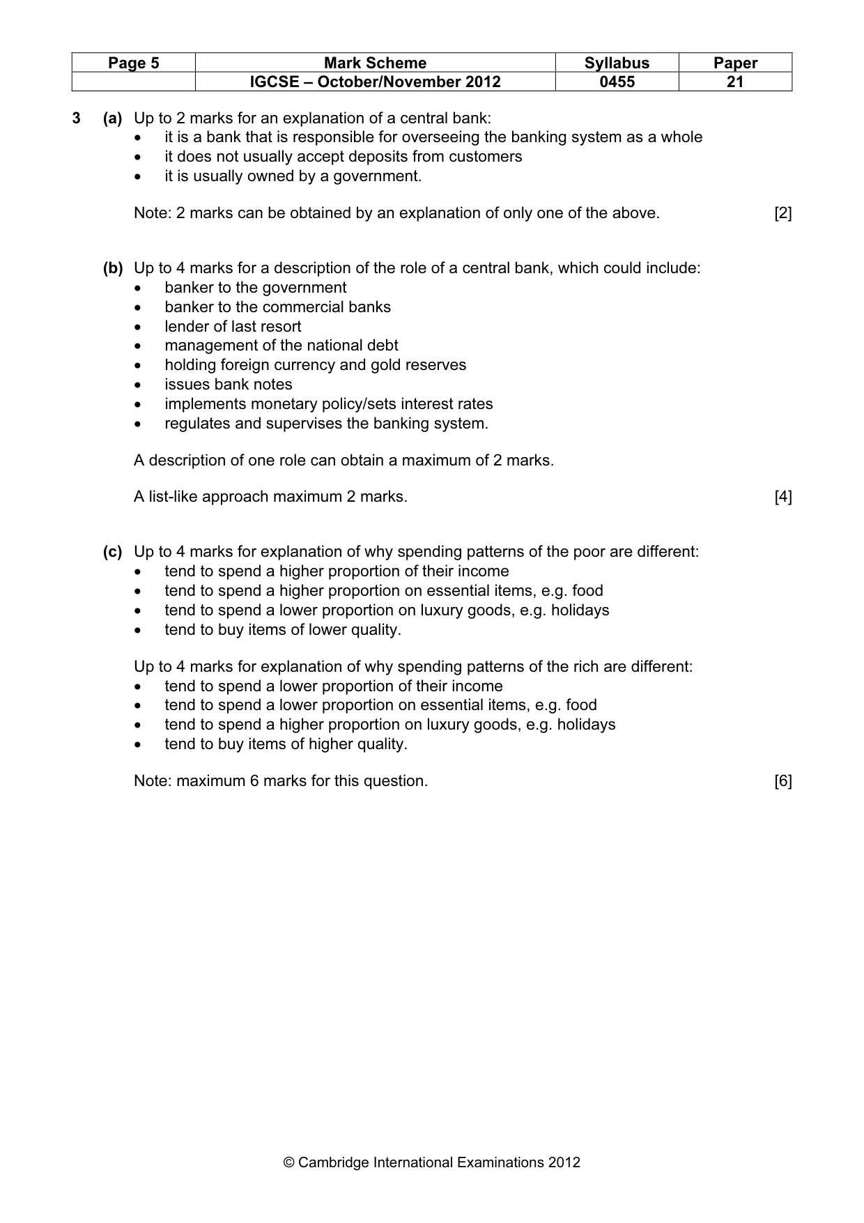 Mark scheme, page 5 of 10
