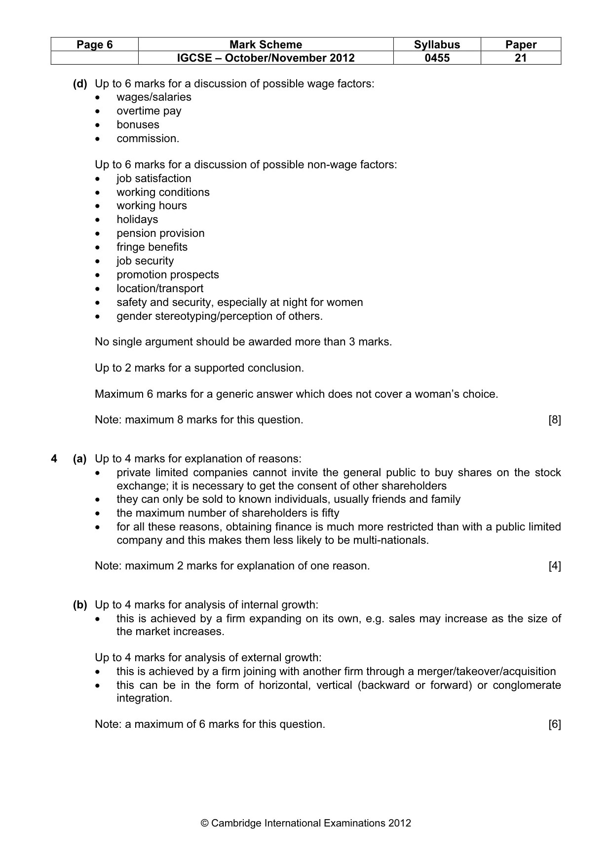 Mark scheme, page 6 of 10