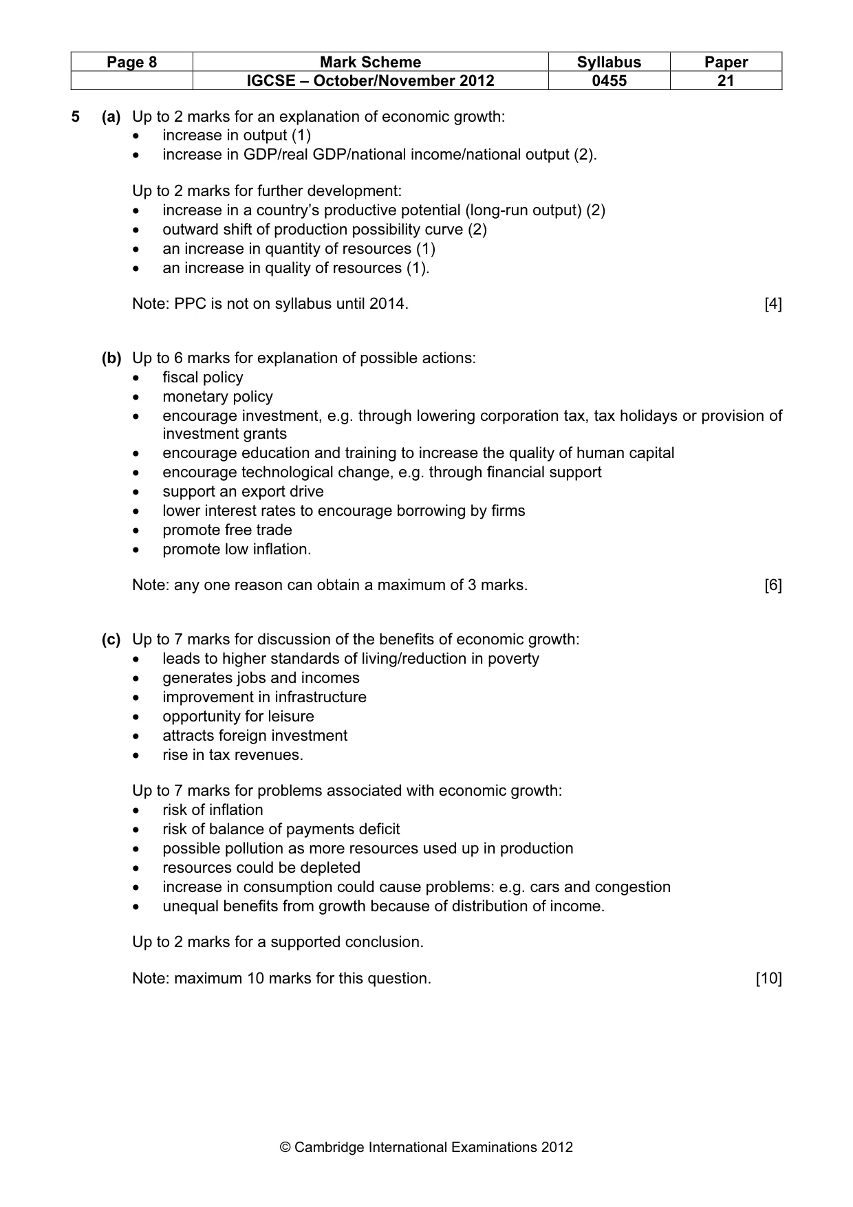 Mark scheme, page 8 of 10