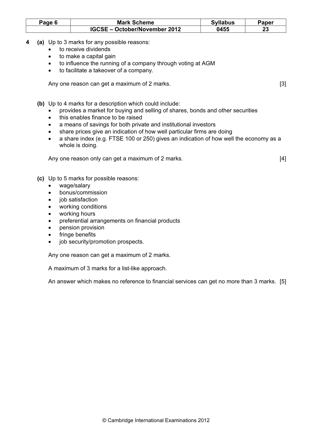 Mark scheme, page 6 of 10