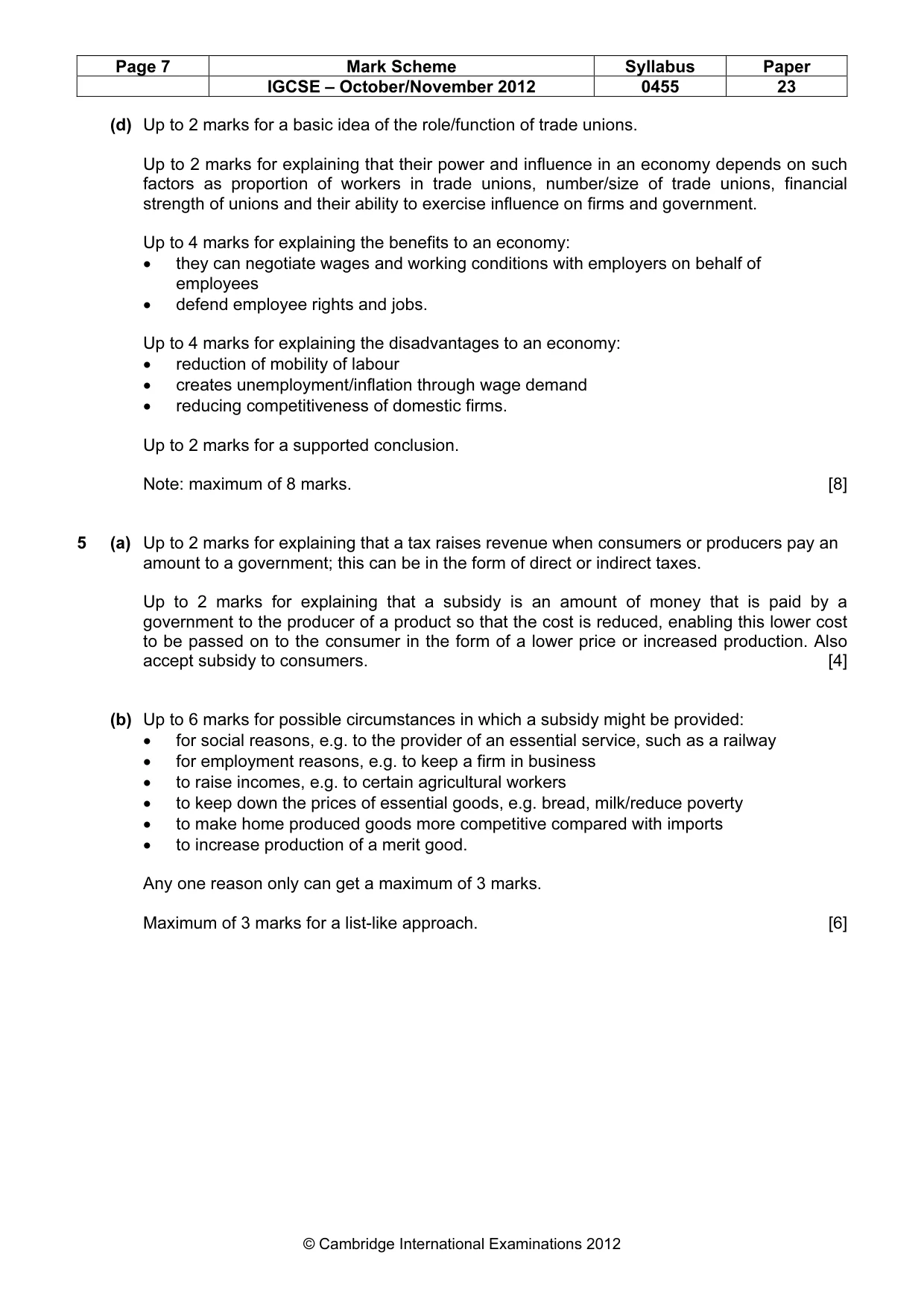Mark scheme, page 7 of 10