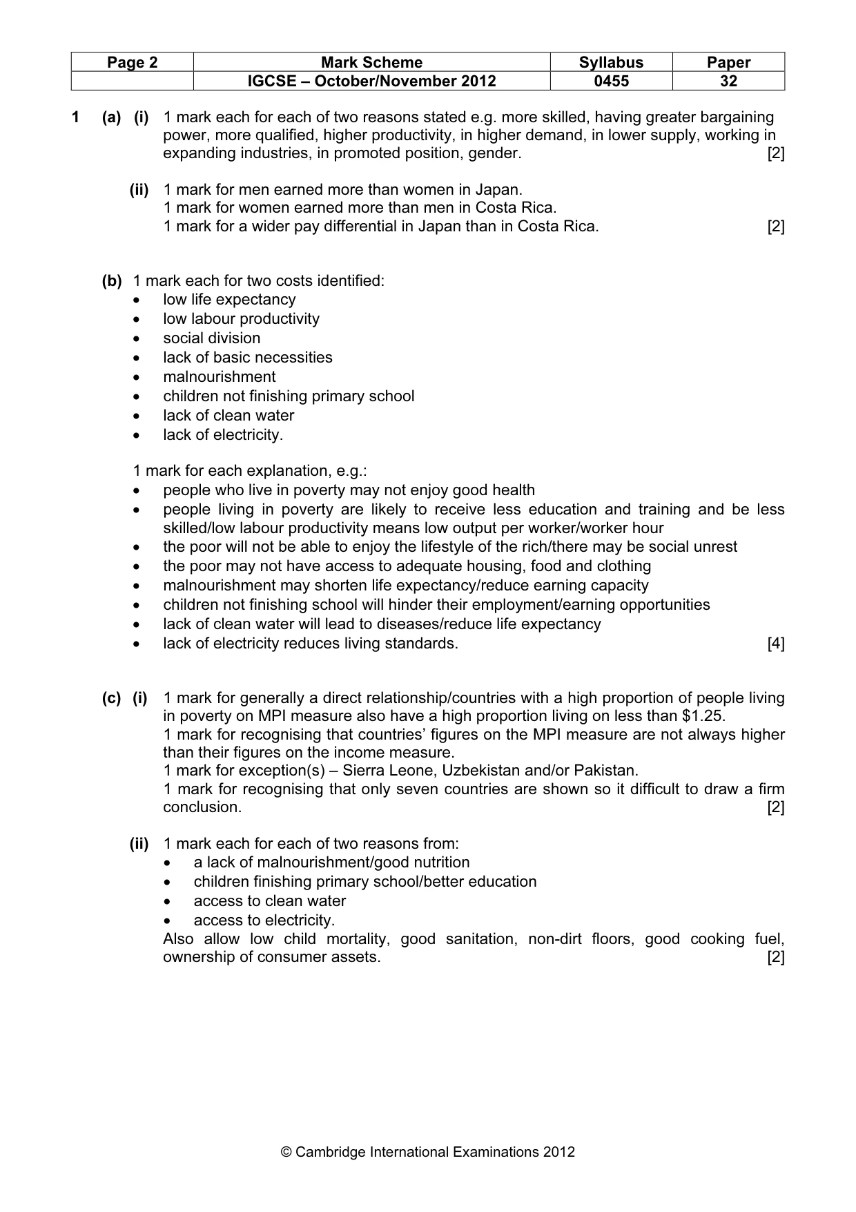 Mark scheme, page 2 of 4