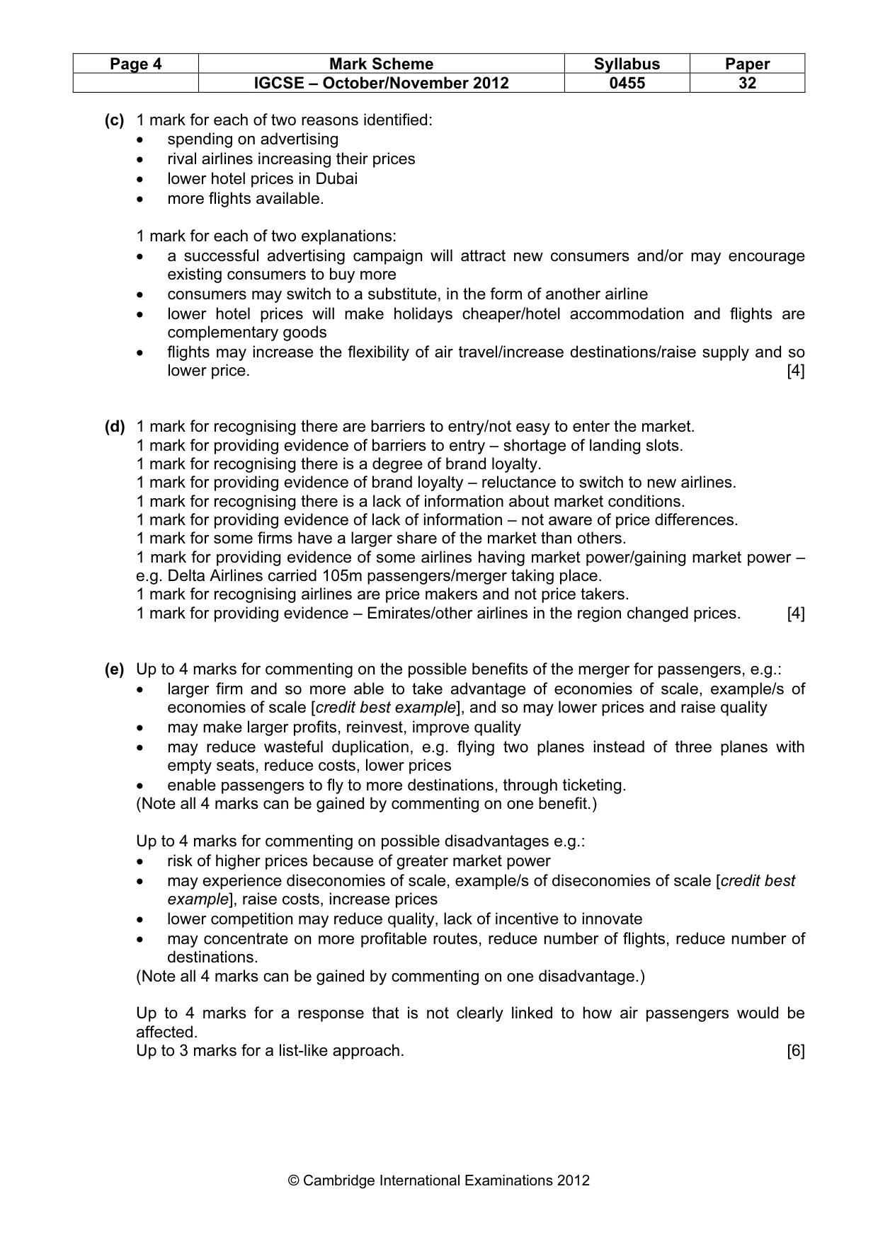 Mark scheme, page 4 of 4