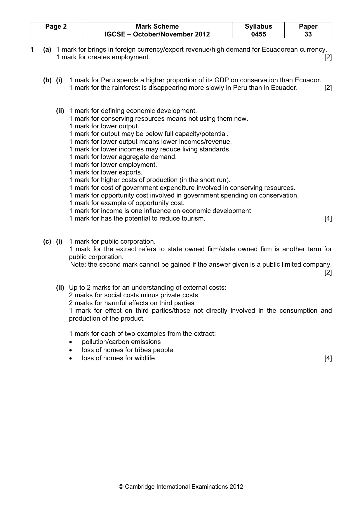 Mark scheme, page 2 of 4